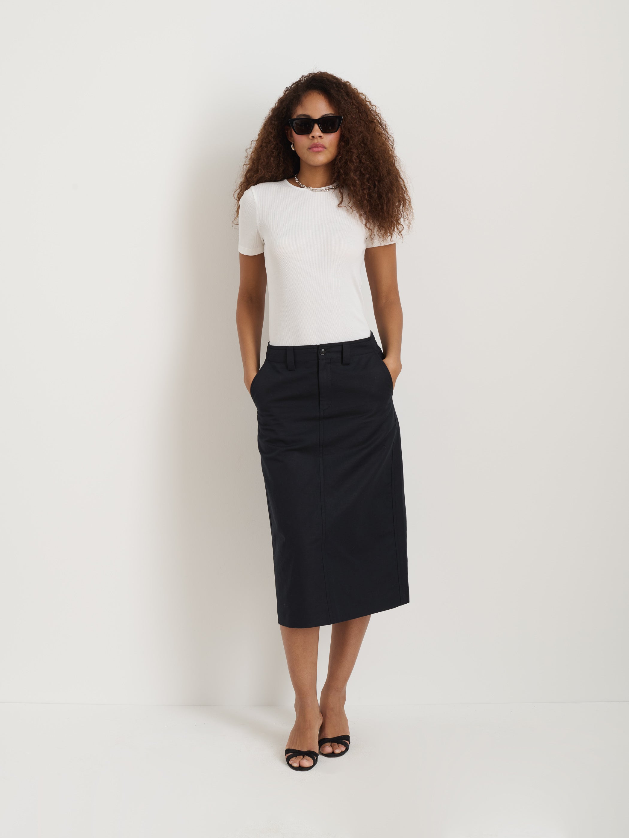 Stylish Soho Midi Skirt - Breathable Cotton Linen Blend for Women | Perfect for Office Wear, Casual Outings & Summer Fashion