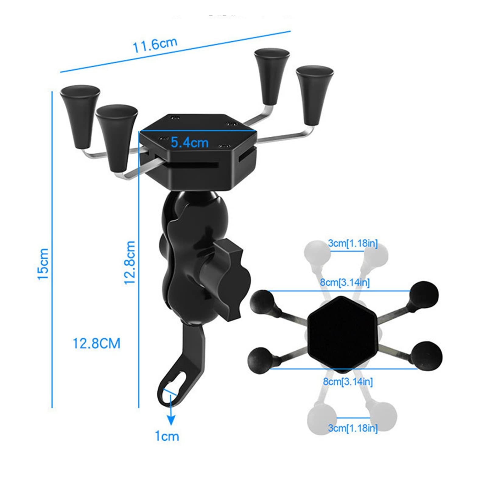 **Premium Aluminum Alloy Motorcycle Phone Mount - Universal Bike & Motorcycle Phone Holder for Secure Riding - Perfect for GPS Navigation & Adventure Travel**