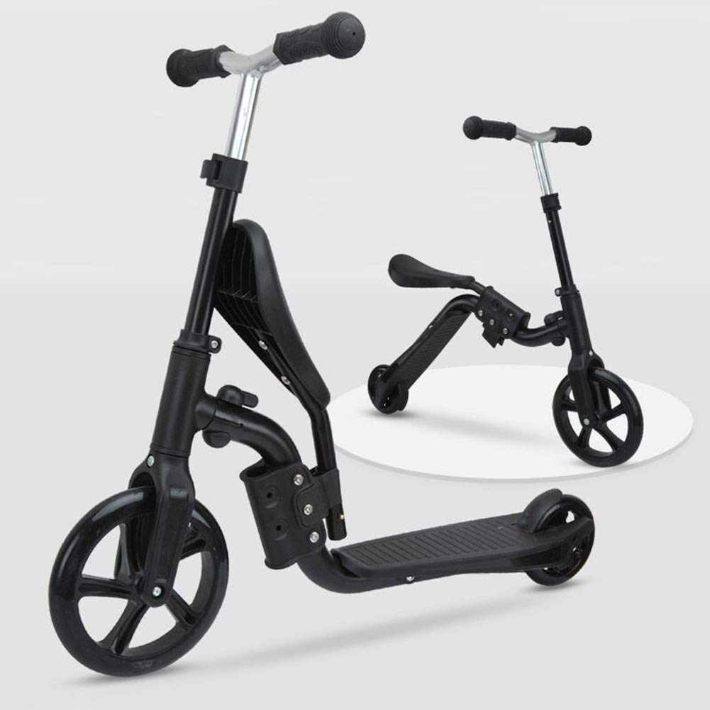 Best 2-Wheeled Scooter for Kids with LED Lights - Adjustable Handlebar & Foldable Seat - Sit or Stand Ride for Boys & Girls Ages 1-14 - Perfect for Park Rides, School Commutes & Neighborhood Fun (Black)