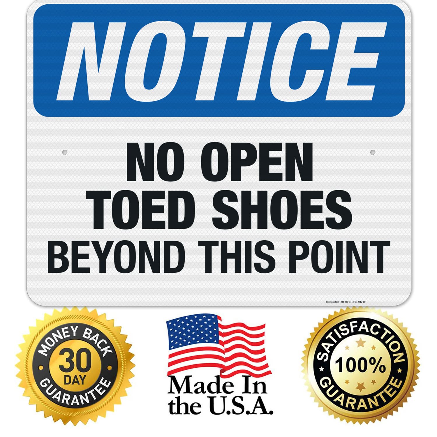 OSHA Compliant 'No Open Toed Shoes Beyond This Point' Safety Sign - 24x30 Inches, 3M EGP Reflective .080 Aluminum, Fade Resistant for Indoor/Outdoor Use - Made in USA | Perfect for Construction Sites, Factories & Workplace Safety Zones