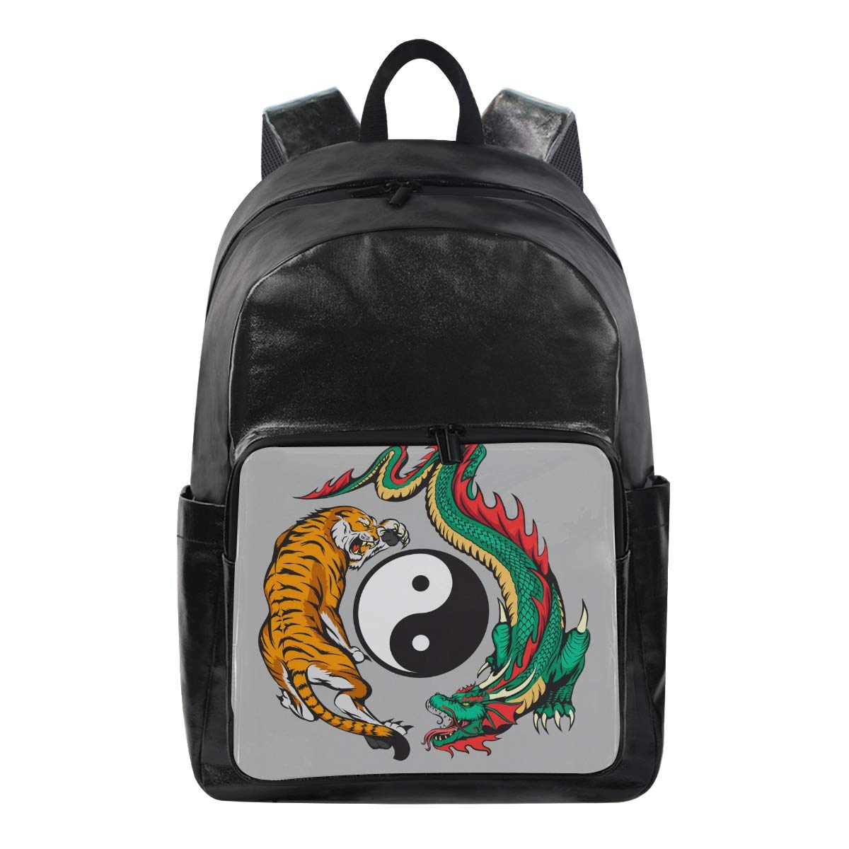 Waterproof Laptop Backpack with Chinese Dragon Tiger Yin Yang Design - Durable School, Travel & Sports Daypack for Women, Men, Girls & Boys - Perfect for Work, Gym, Hiking & Daily Commute