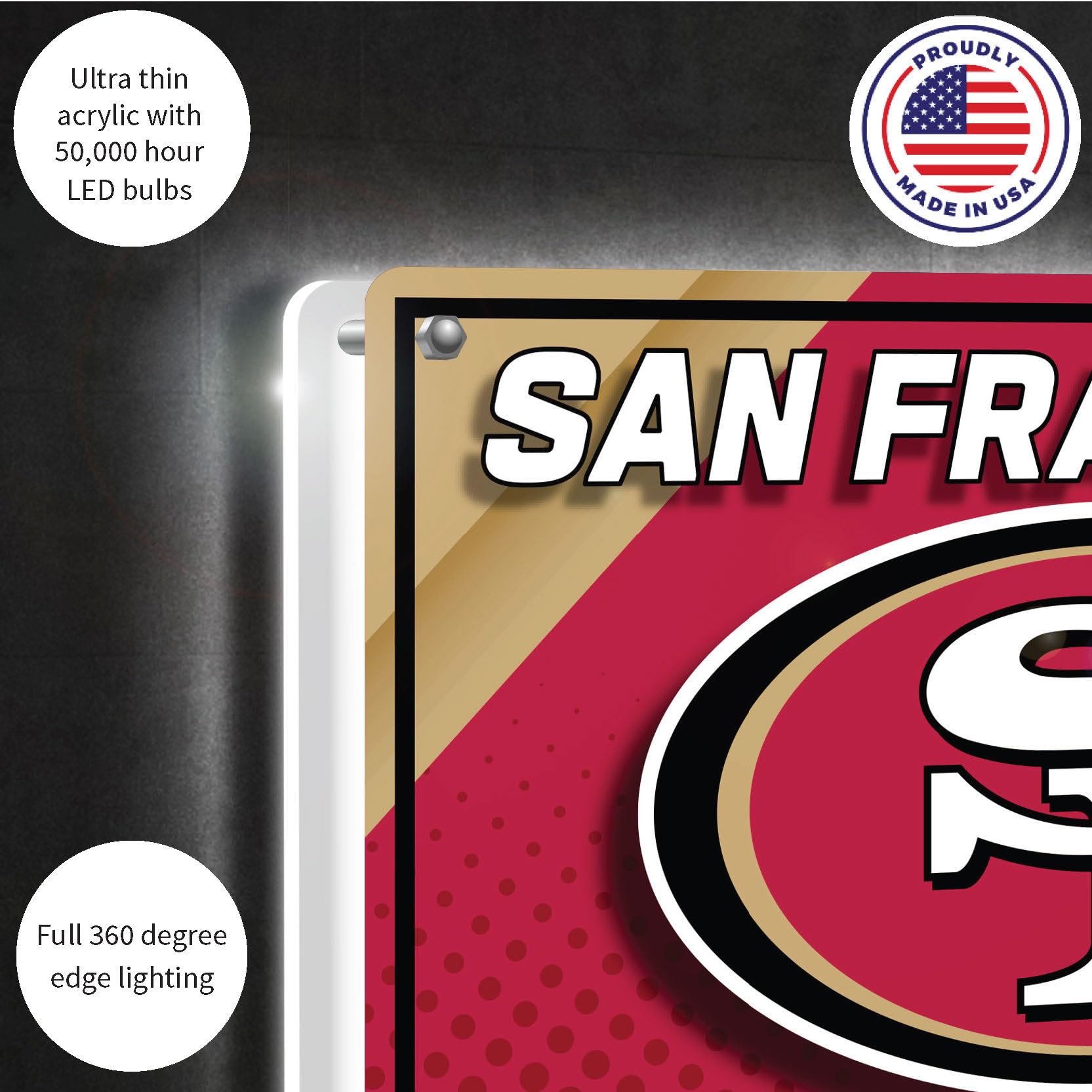 San Francisco 49ers LED Tabletop Light Sign - 7x10 Inches NFL Team Decor, Free-Standing Desk Night Light for Home & Office | Perfect Christmas Gift for Men & Women | Made in USA | Game Room, Man Cave & Sports Fan Decor