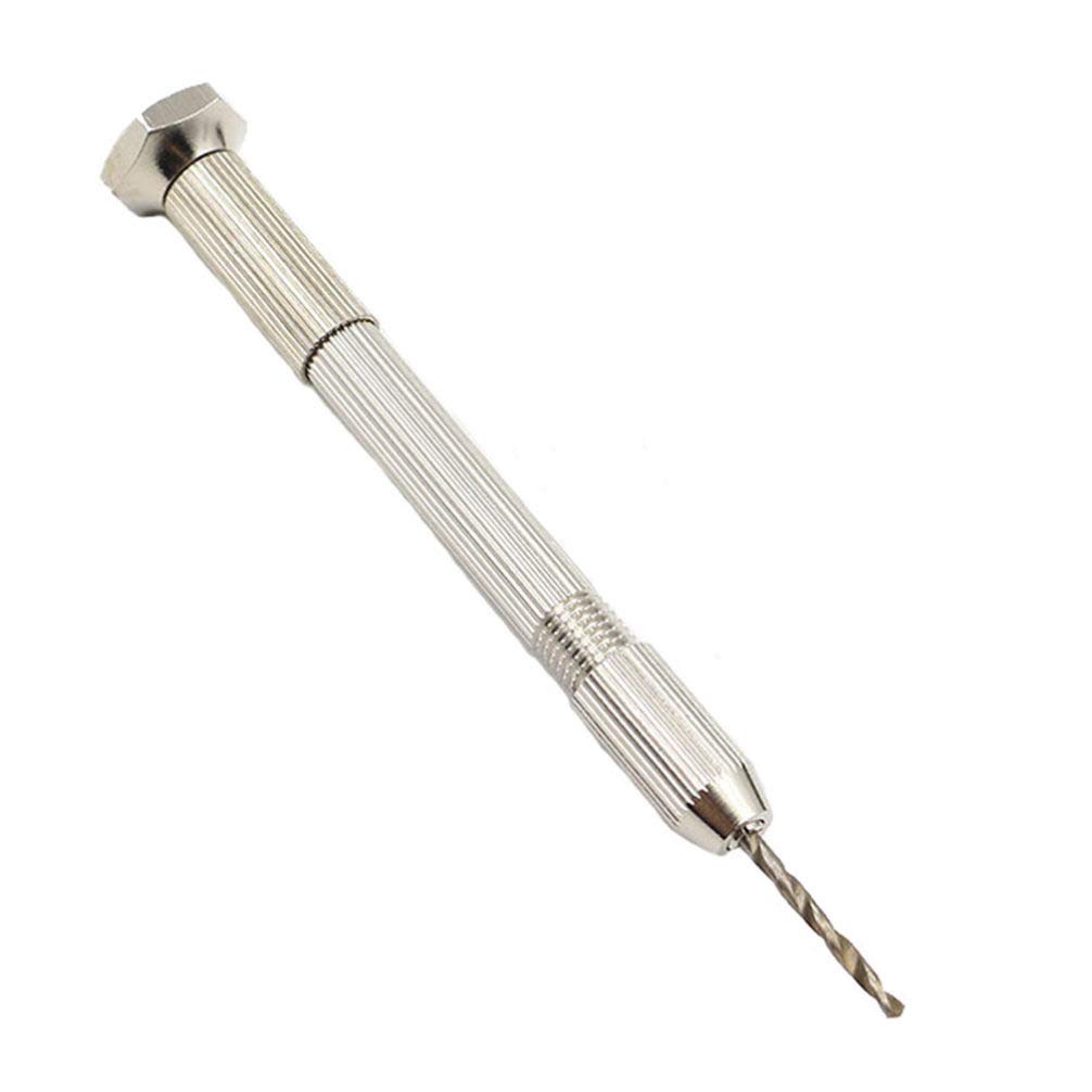 Hemobllo Pin Vise Hand Drill - Mini Twist Drill Bits Set with Non-Slip Handle for Precision DIY, Jewelry Making, Watch Repair & Model Building - Rotary Tool with Ergonomic Grip (Silver, Bits Not Included)