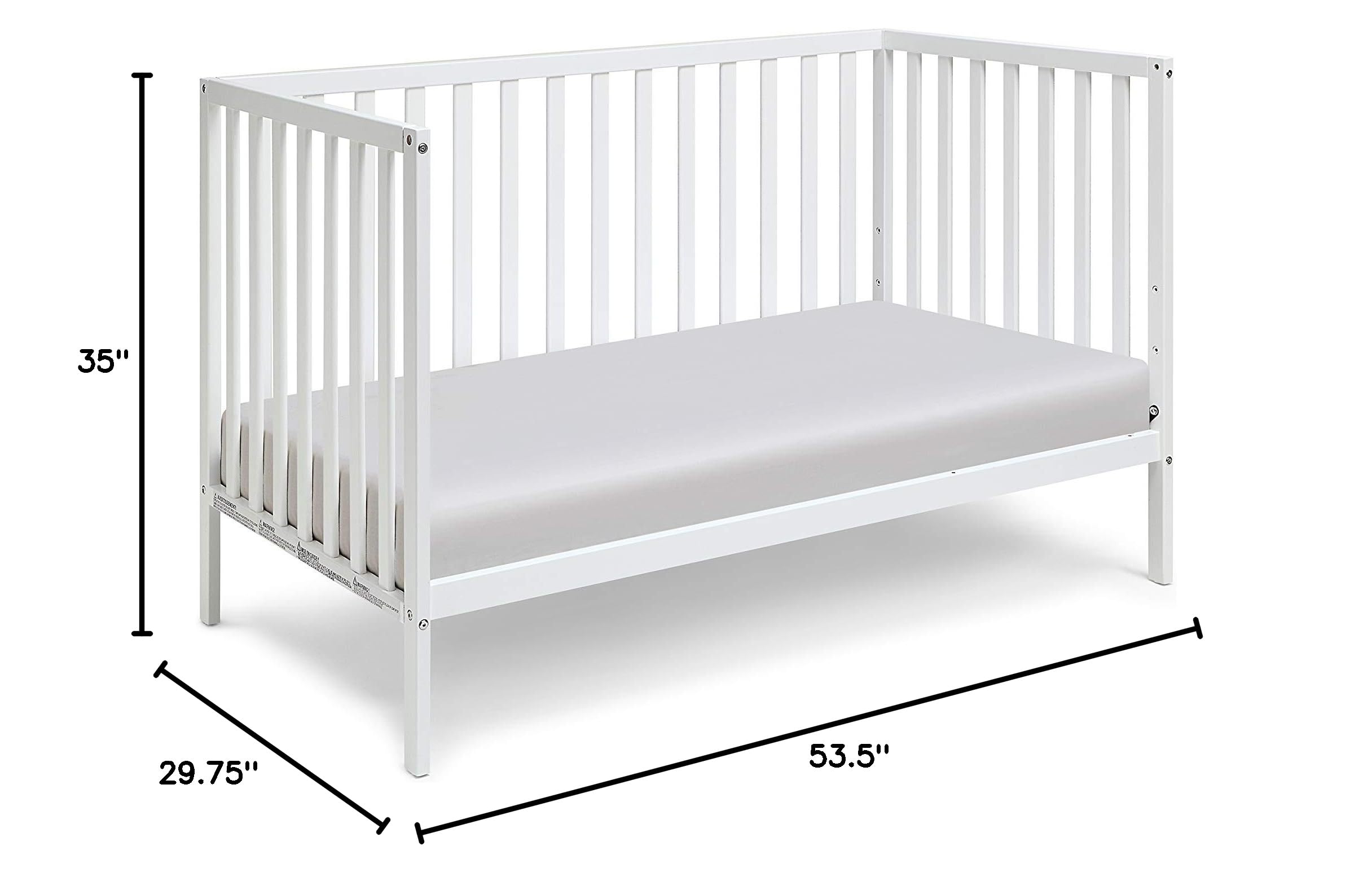 3-in-1 Convertible Baby Crib with Mattress - White Nursery Furniture for Newborns, Toddlers & Kids | Perfect for Bedrooms, Daycares & Guest Rooms