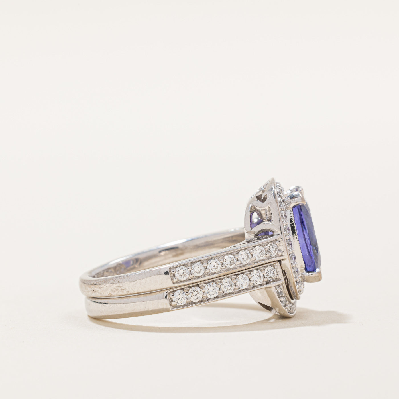 Exquisite 2.85ct Tanzanite & 0.50ct Diamond Wedding Ring Set in Size 7.5 - Elegant Bridal Jewelry for Engagement, Anniversary & Special Occasions