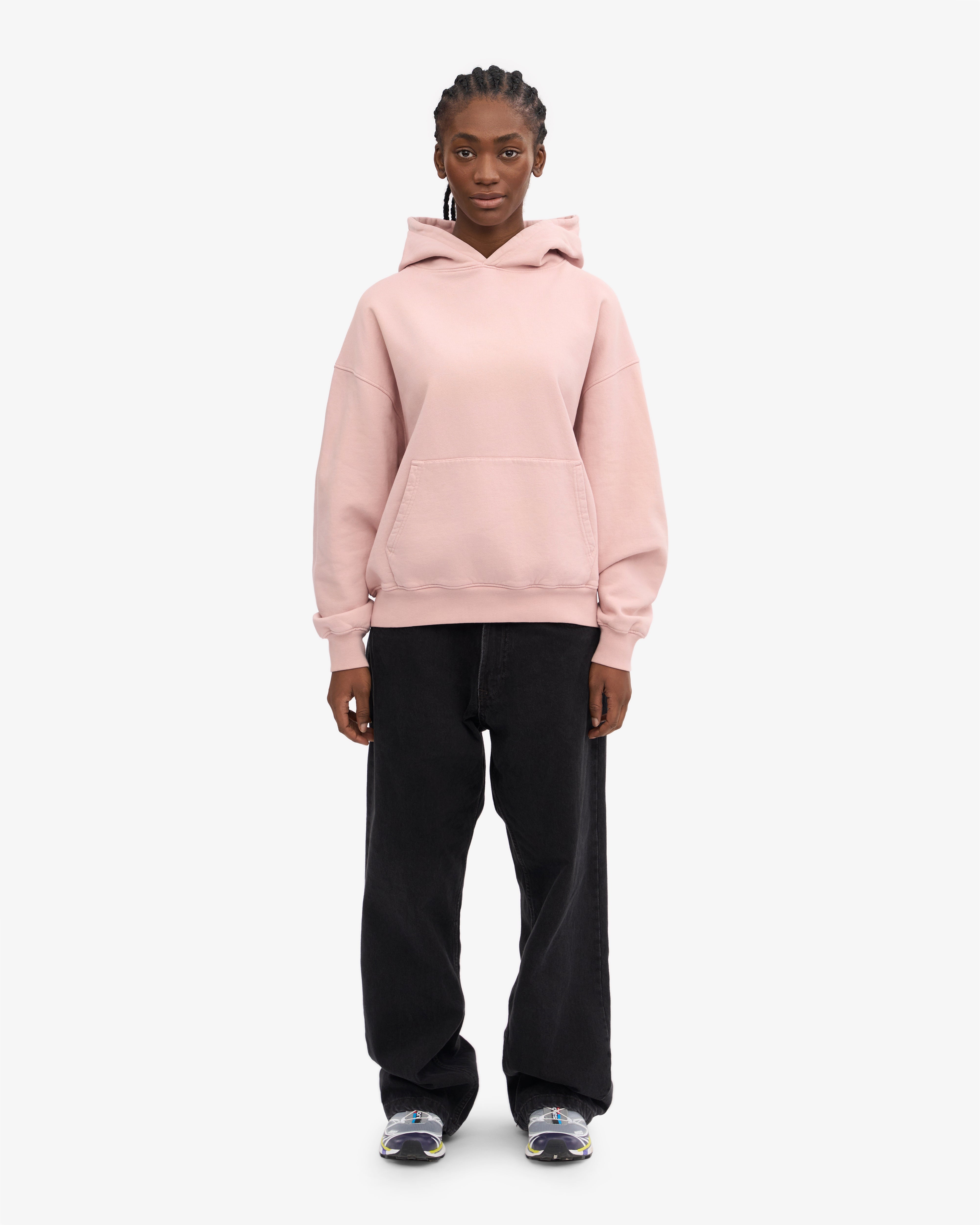 Organic Oversized Hoodie - Faded Pink Cotton Pullover for Women | Cozy Loungewear & Casual Streetwear Outfit