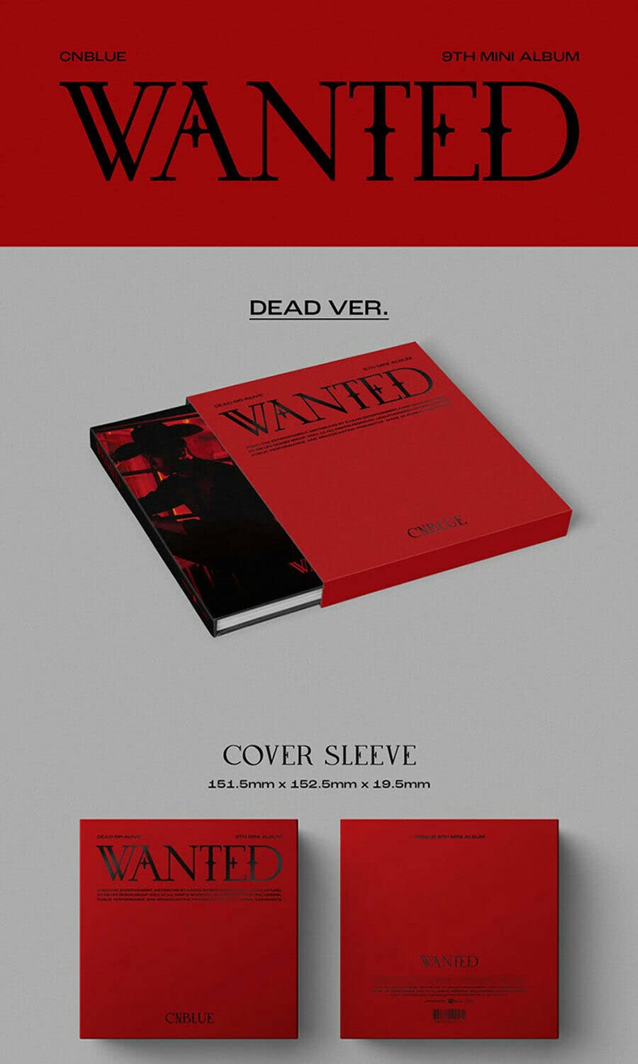 CNBLUE WANTED 9th Mini Album (DEAD + ALIVE) 2 Version Set - 2 CDs + 2 Photo Books (80p Each) + 2 Post Card Sets (3pcs Each) + 2 Film Photos + 4 Selfie Photo Cards - Perfect for K-Pop Collectors and CNBLUE Fans