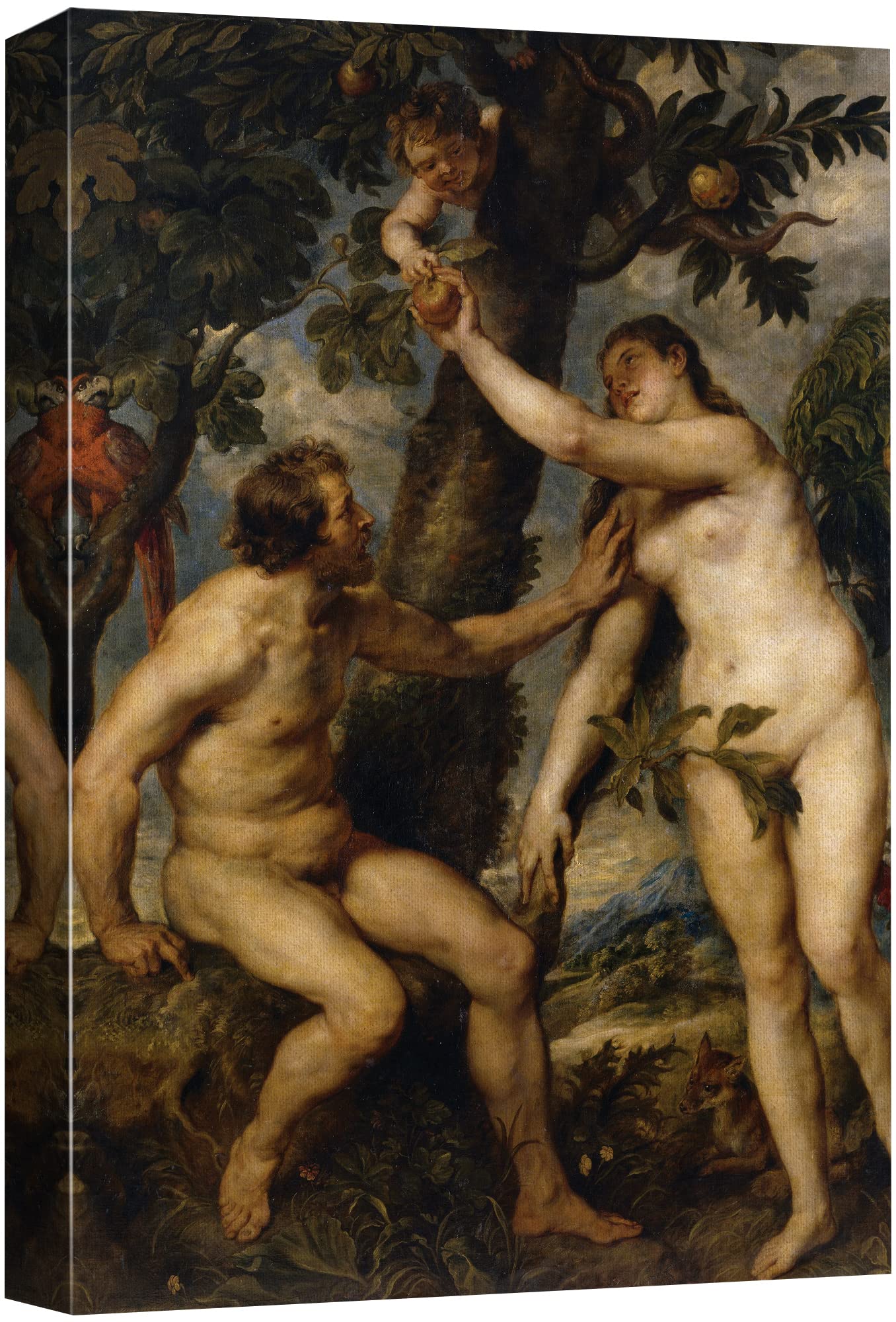 Wall26 - The Fall of Man by Peter Paul Rubens 1628-29 Baroque Oil Painting Reproduction - Adam Eve Serpent Angels Canvas Art Print 32x48 Inches - Perfect for Living Room, Bedroom & Office Decor