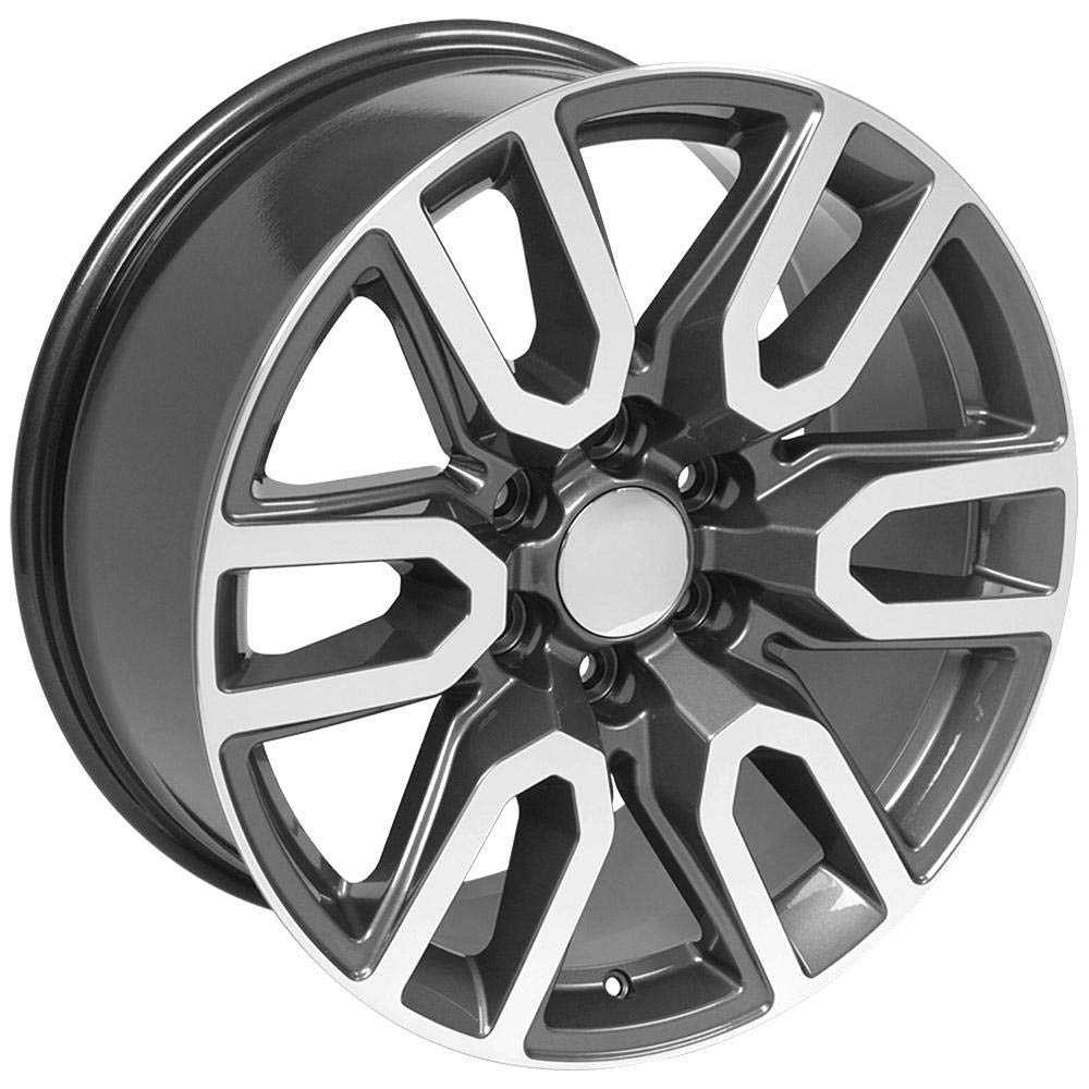OE Wheels CV36 20 Inch Rims - Gloss Gunmetal Machined 6x139.7 Bolt Pattern 20x9 Size - Compatible with GMC Sierra 1500 (Hollander 5914) - Perfect for Off-Roading, Truck Upgrades & Custom Builds