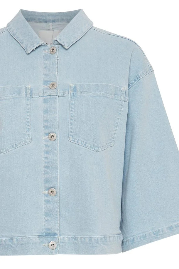 Carley Denim Jacket for Women - Light Blue Wash Distressed Denim Jacket | Casual Spring & Fall Outerwear | Perfect for Streetwear, Weekend Outfits and Layering