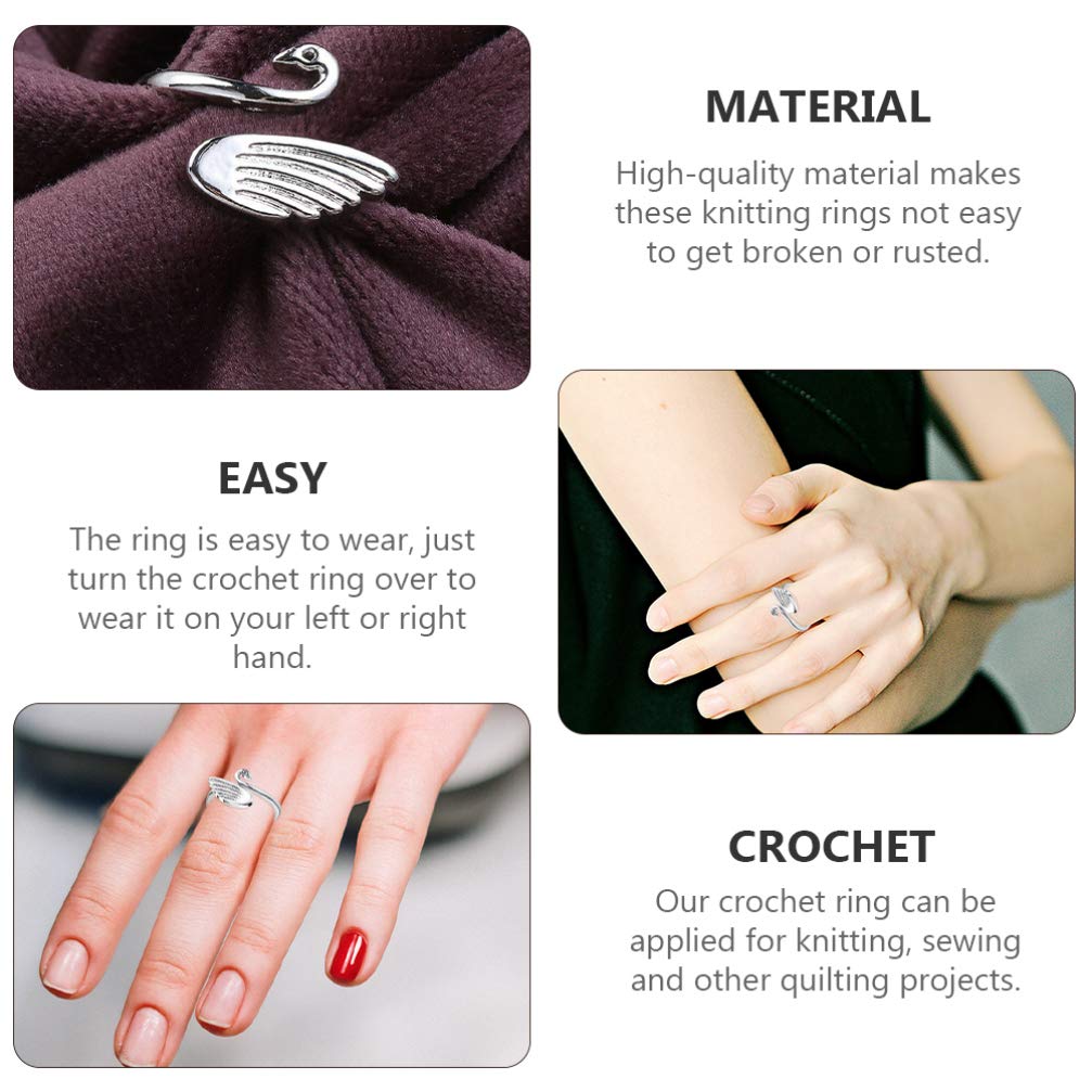 EXCEART Adjustable Knitting Crochet Ring - 2pcs Yarn Guide Finger Holder for DIY Knitting & Crochet Crafts | Perfect for Beginners, Handmade Scarves, Hats, and Sweaters