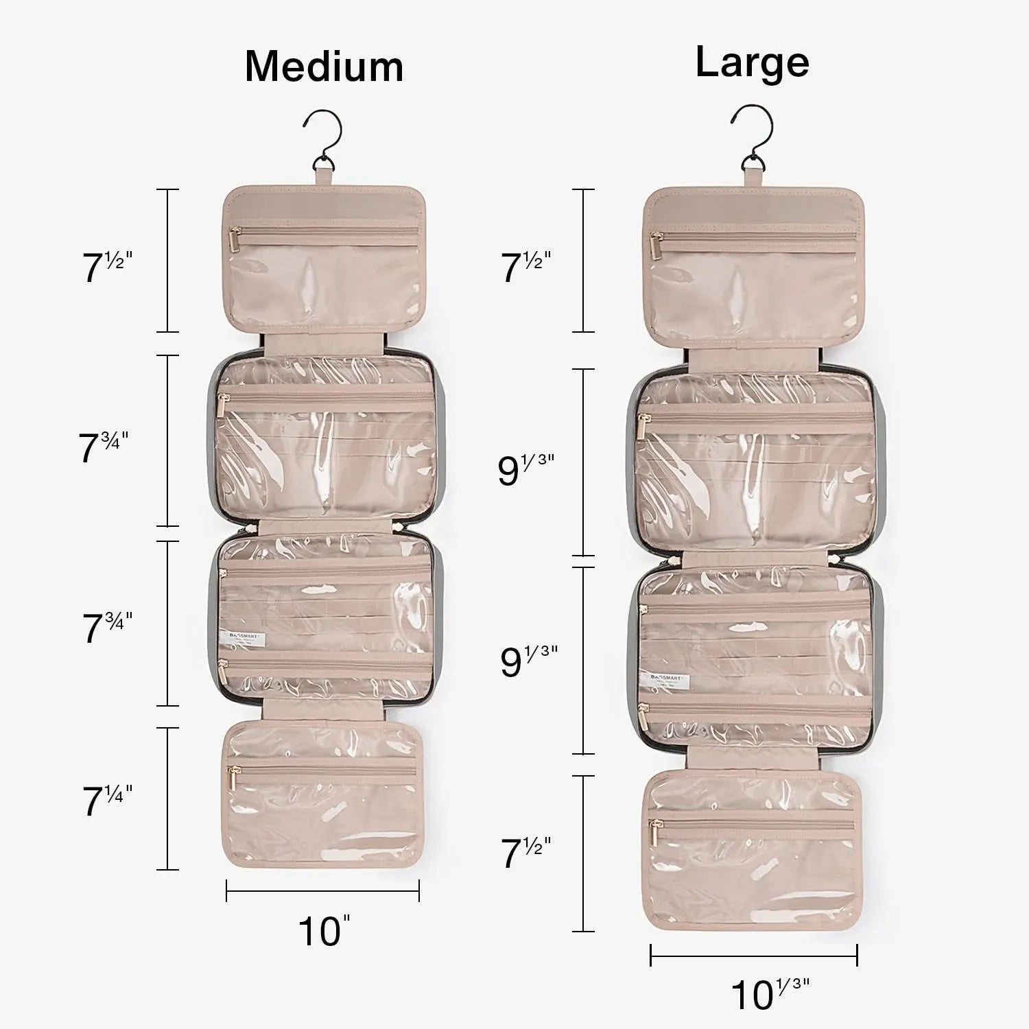 Bonchemin Grey Space Saver Toiletry Bag - Waterproof Travel Cosmetic Organizer for Men & Women - Perfect for Airplane, Camping, Gym & Business Trips