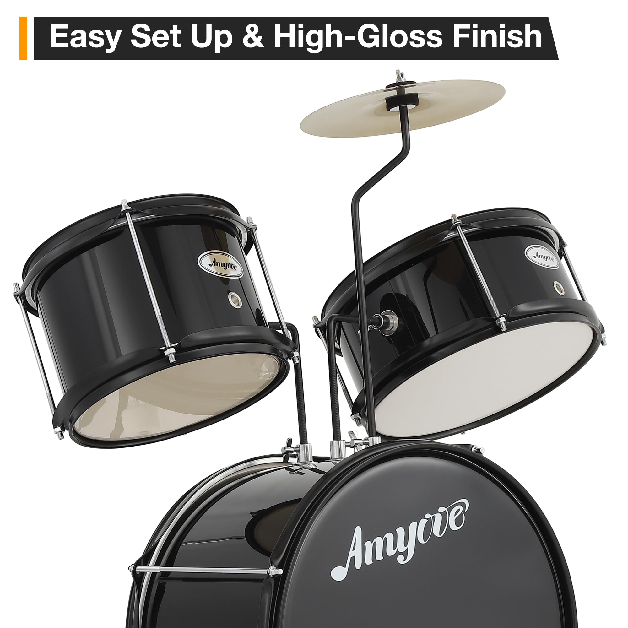 **Senfot AD-100 Beginner Drum Set – 3-Piece Wood/Metal Drum Kit with Bass Drum, 2 Toms, Cymbal, Sticks, Pedal & Stool – Perfect for Kids, Teens & Adults – Ideal for Birthday Gifts, Music Practice & Home Performances**