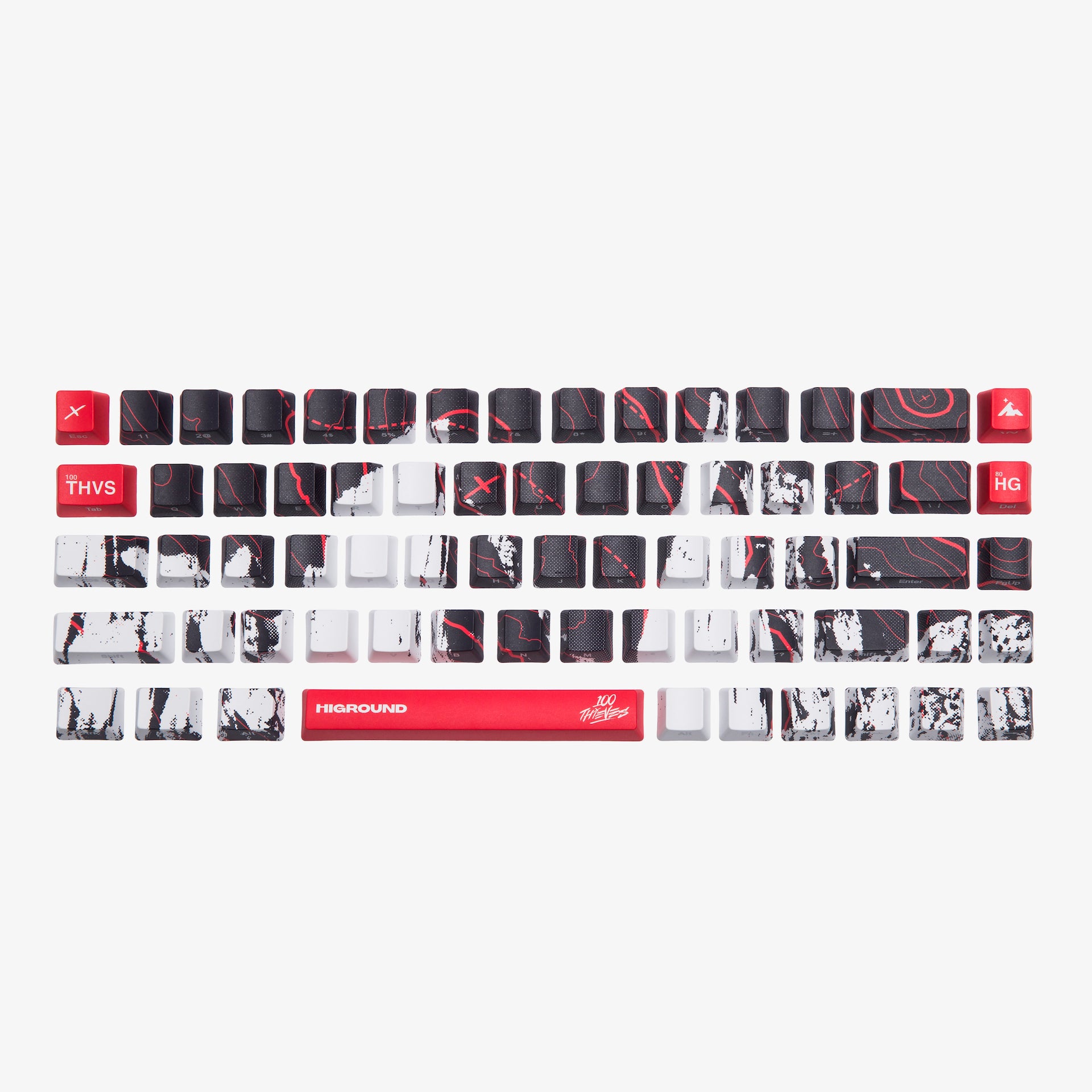 100T x HG 68 Keycaps Set - Premium Onyx Black Mechanical Keyboard Keycaps for Gaming & Typing - Compatible with 68 Key Mechanical Keyboards - Perfect for Esports, Office Work & Programming