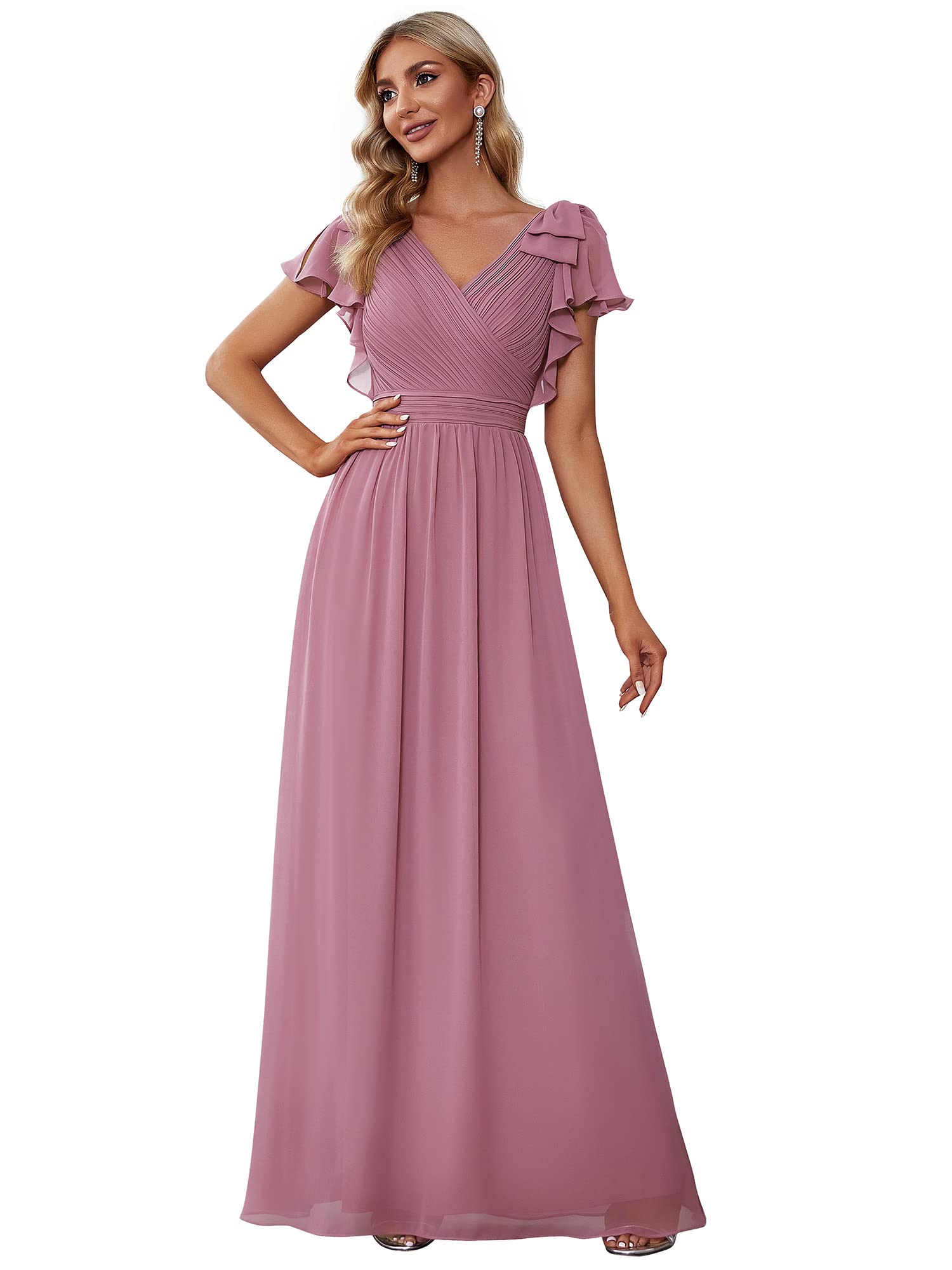 Ever-Pretty Women's A-Line Wedding Bridesmaid Dress - Long Formal Gown with V-Neck & Lace Details (Style 7709) | Perfect for Weddings, Proms & Special Occasions