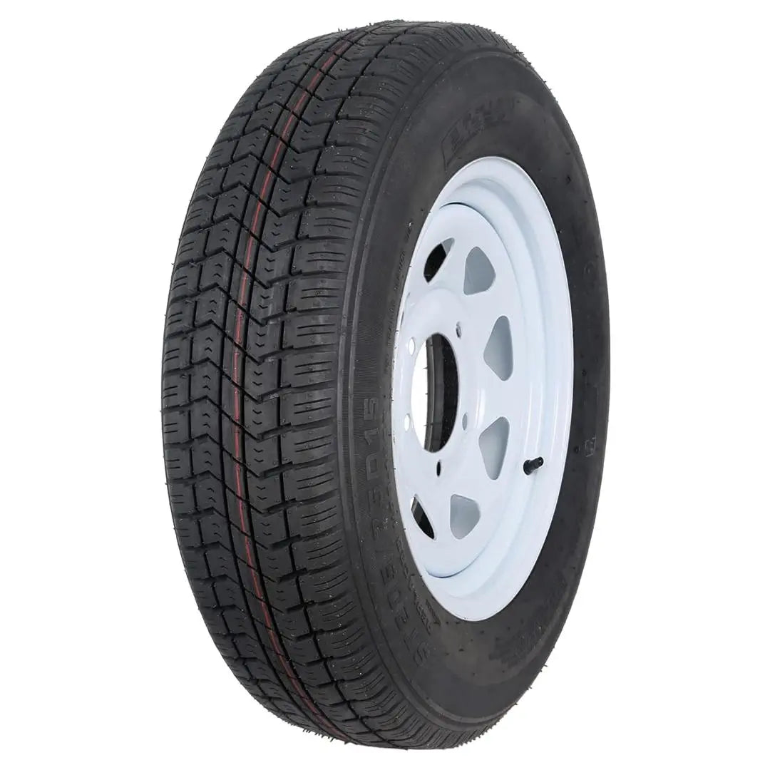 ST205/75D15 Trailer Tires with 15-Inch Rims - 2 Pack, 6PR Load Range C, 5 Lug 4.5