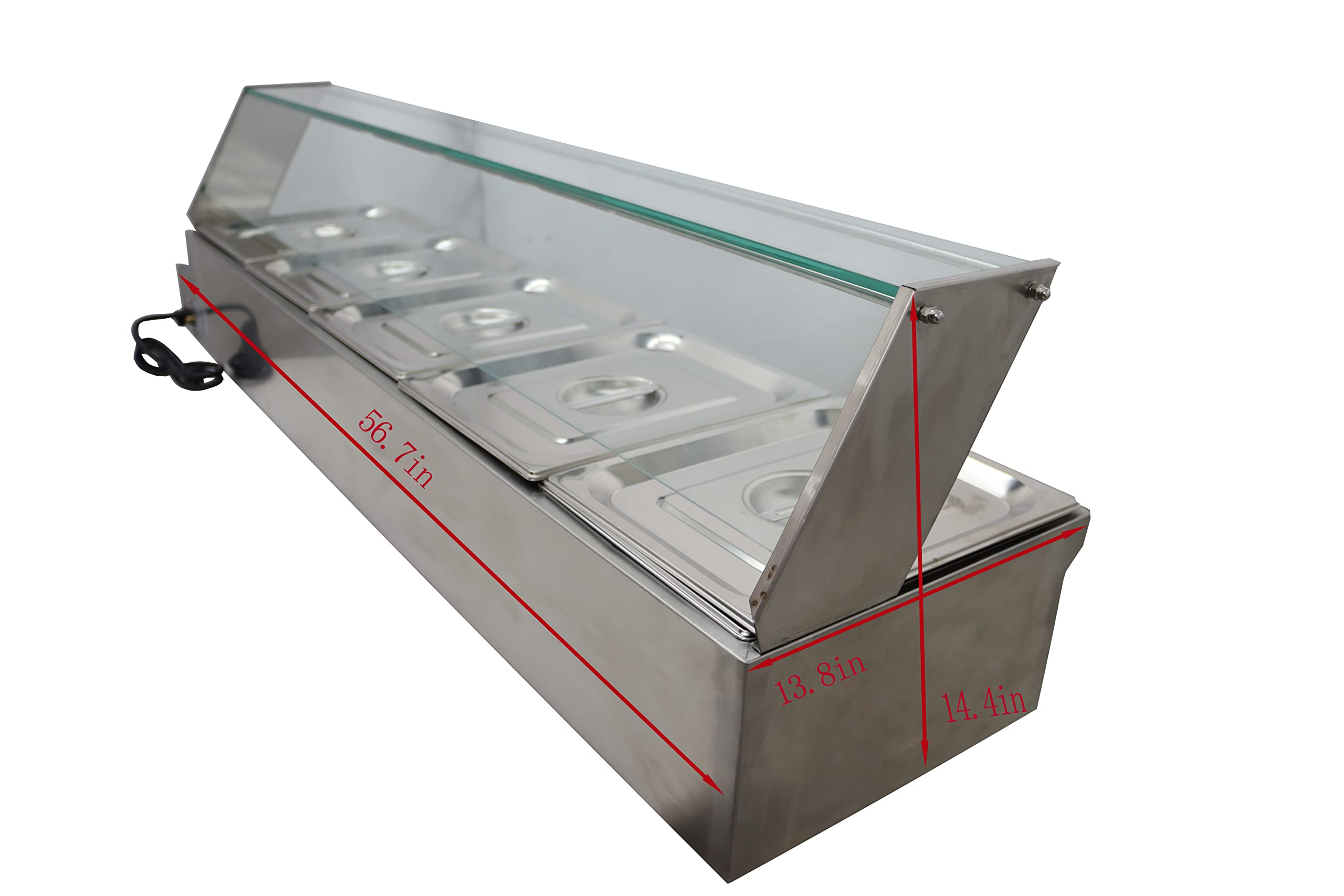 INTBUYING 5-Pan Commercial Food Warmer Steam Table - Stainless Steel Buffet Catering Equipment for Restaurants, Hotels & Events - Perfect for Keeping Breakfast, Lunch & Dinner Dishes Warm