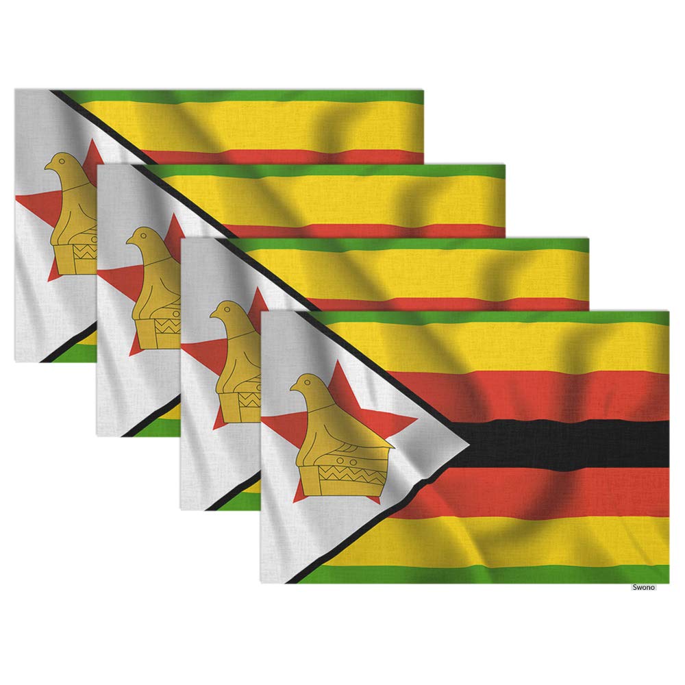 Swono Zimbabwe 3D Waving Flag Placemat Set of 4 - 12