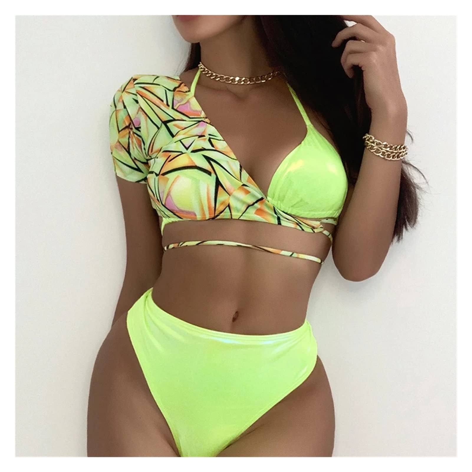 Sexy Push-Up Bikini Set for Women - Triangle Top & Bandage Bottom - Perfect for Beach, Pool & Summer Vacations (Color: A, Size: M)
