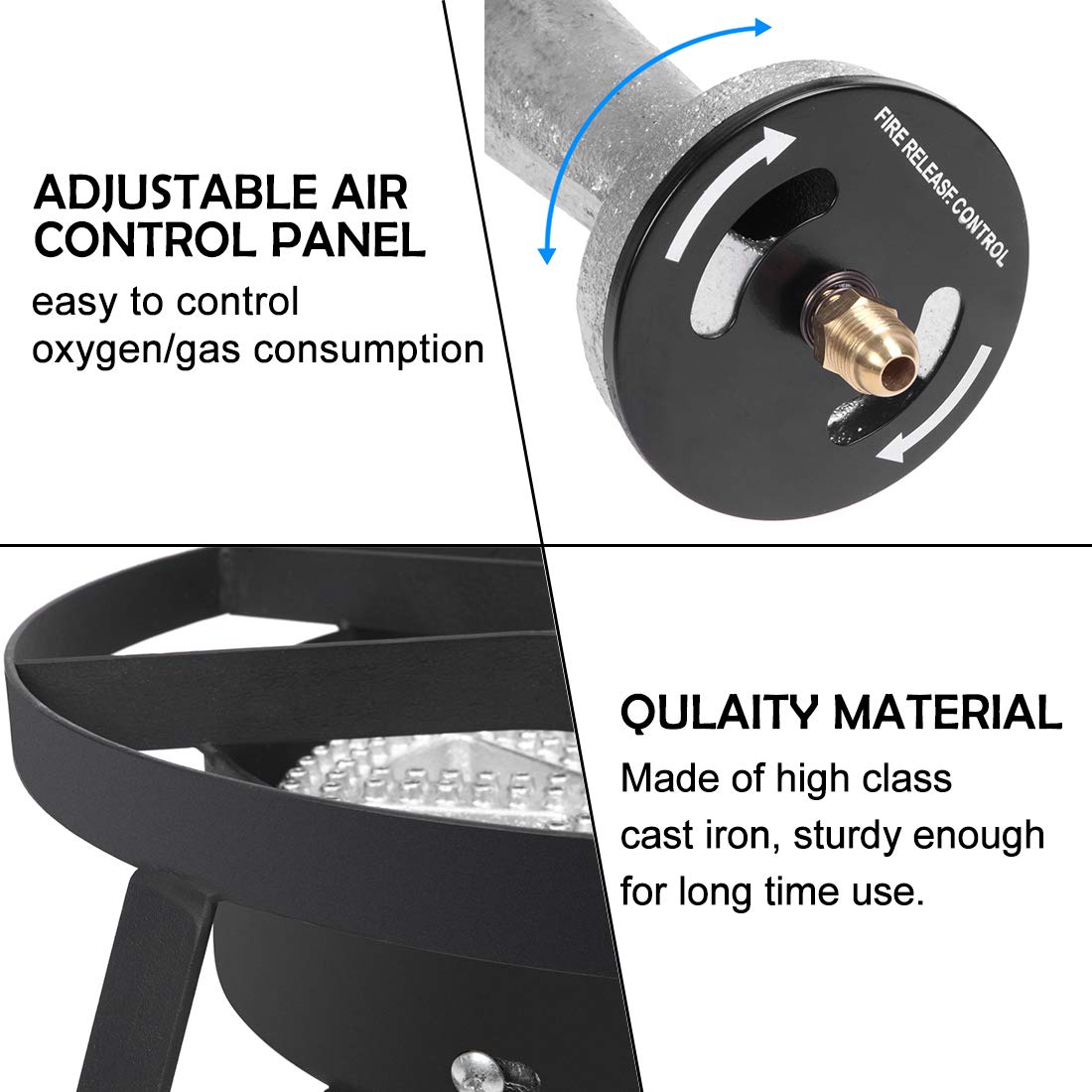 Portable Outdoor Camping Stove - High BTU Propane Gas Burner with Cast Iron Base for Home Brewing, Backpacking & Patio Cooking | Perfect for Grilling, Picnics & Emergency Preparedness