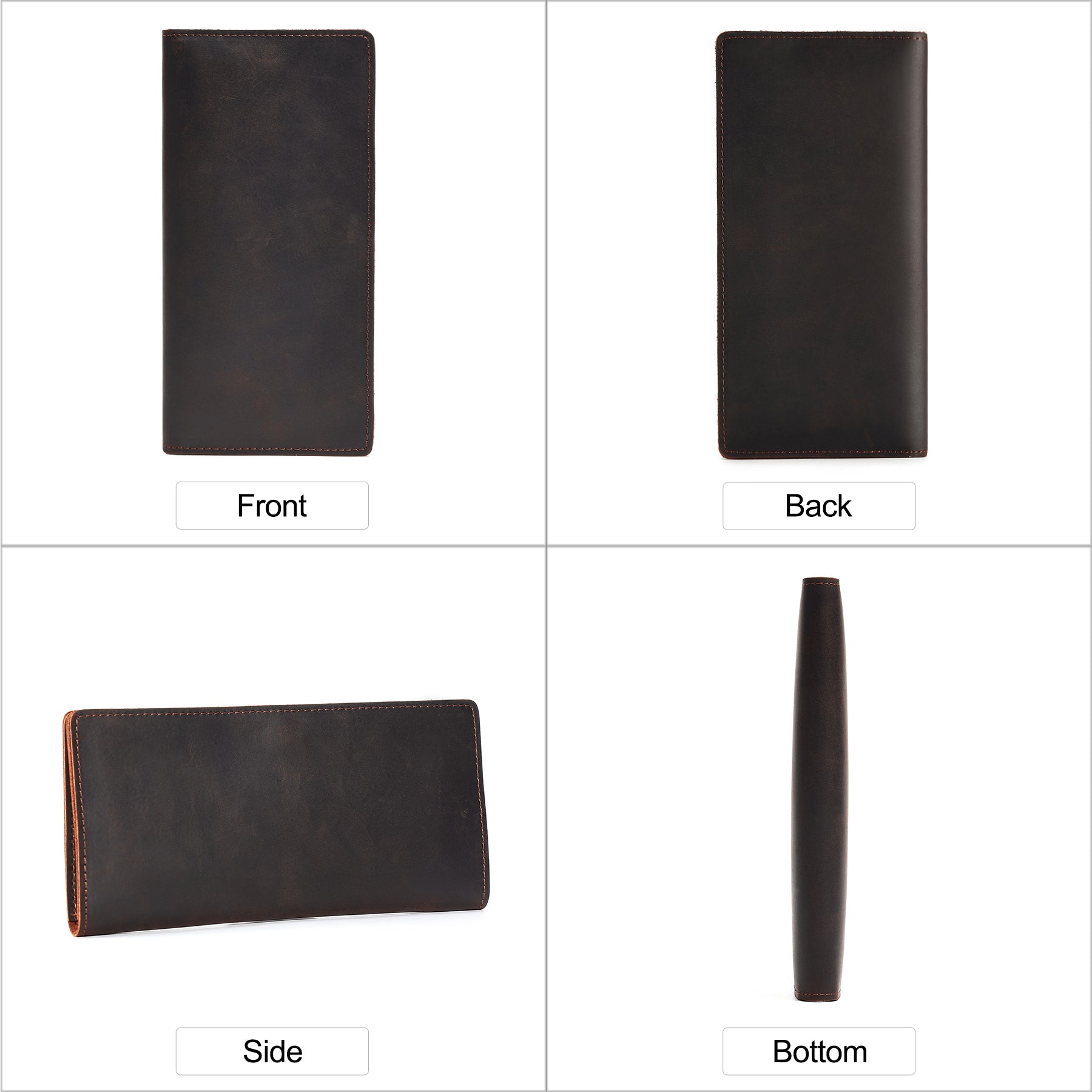 Vintage Distressed Leather Long Wallets for Men - Slim RFID Blocking Bifold Wallet with Multiple Card Slots - Perfect for Everyday Use, Travel & Business