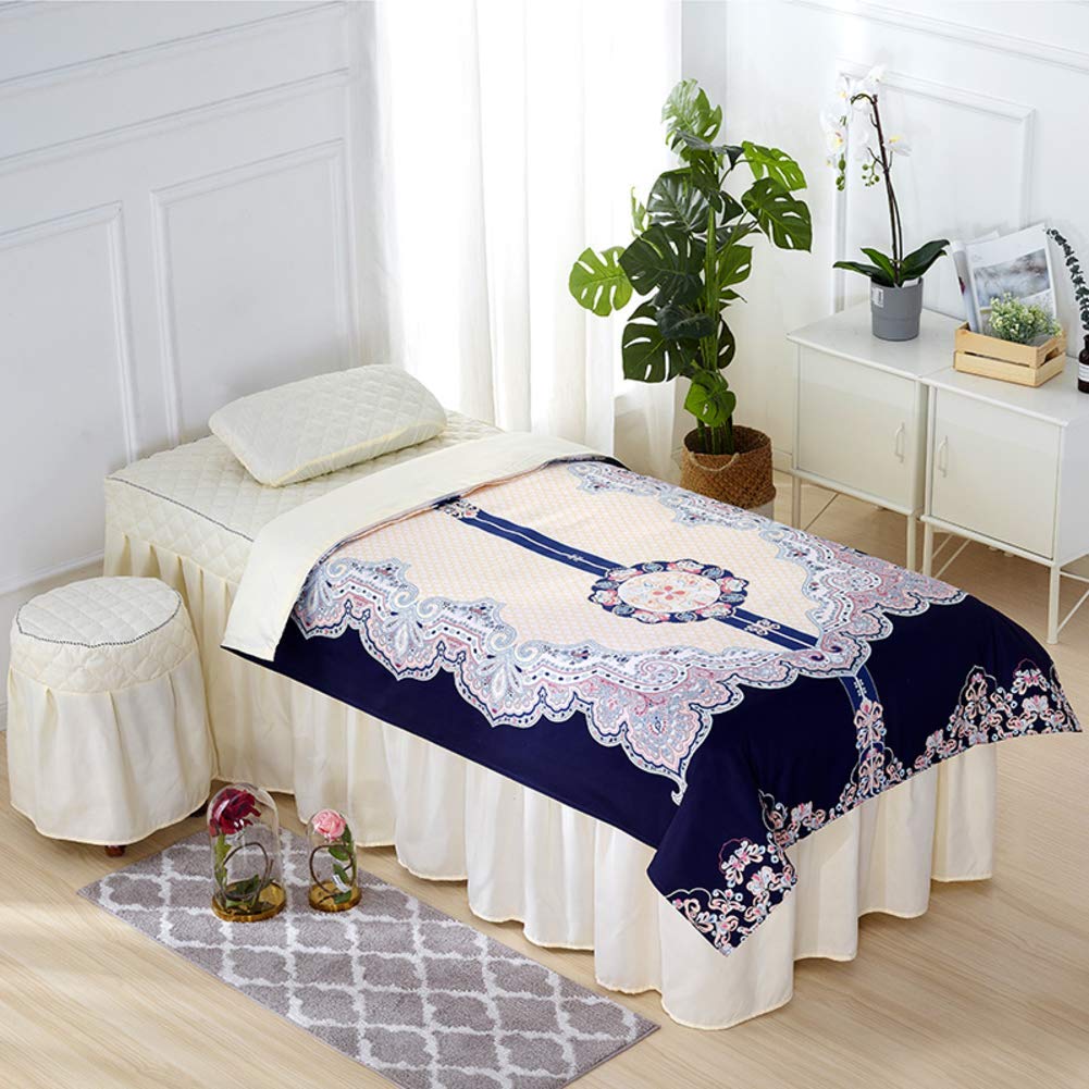 Professional 4-Piece Massage Table Sheet Set - 70x180cm (28x71inch) Fitted Bed Cover with Valance for Beauty Salon & Physiotherapy - Soft, Durable & Easy to Clean - Perfect for Spa, Massage Therapy & Chiropractic Clinics
