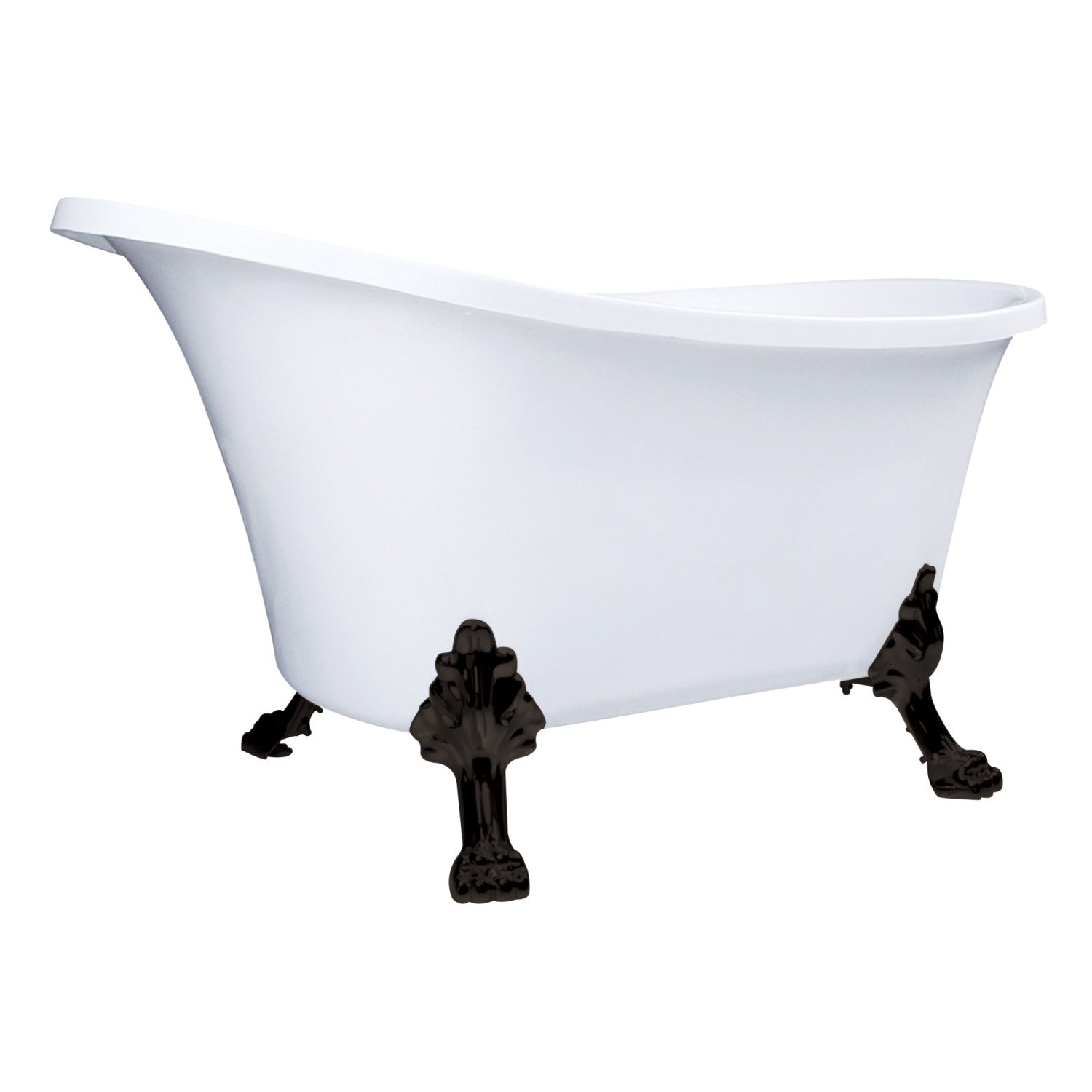 Aqua Eden 51 Inch Acrylic Oval Double Slipper Clawfoot Bathtub - Glossy White/Matte Black Finish - No Faucet Drillings - Vintage Freestanding Soaking Tub for Bathroom Remodel & Spa Relaxation