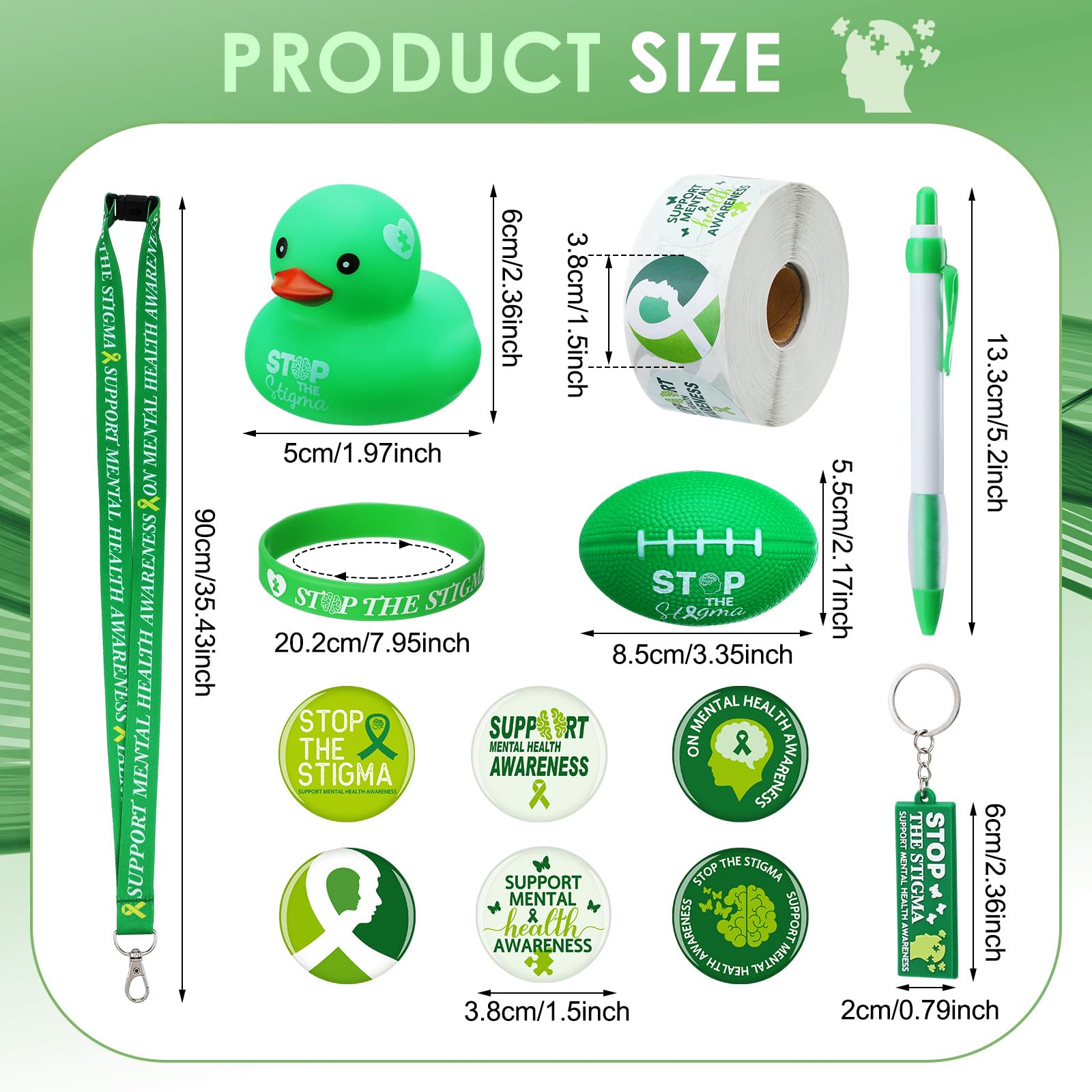 Mental Health Awareness Kit - 2350 Pcs with Stickers, Keychains & Stress Balls for Office & School Support