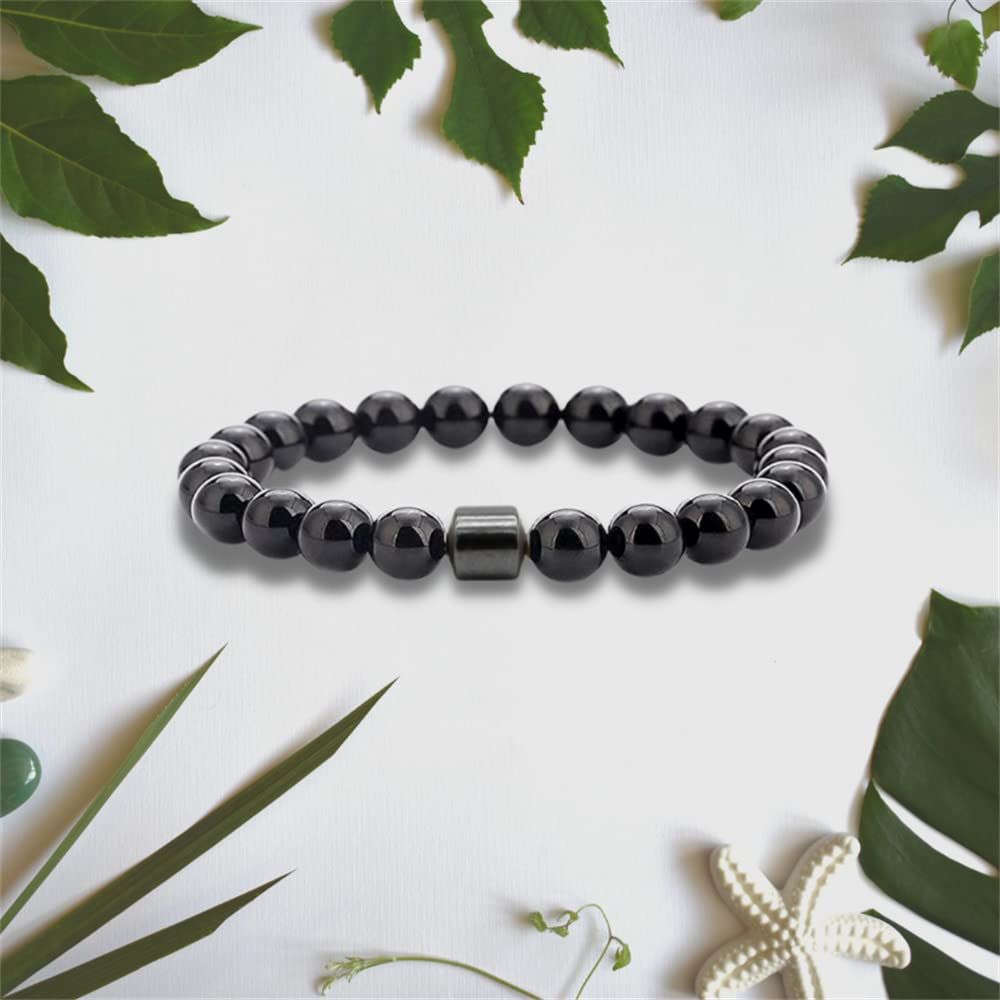Natural Lava Rock Beads Stretch Bracelet - Adjustable Braided Rope Gemstone Elastic Bracelet for Men & Women - Perfect for Yoga, Meditation & Spiritual Healing