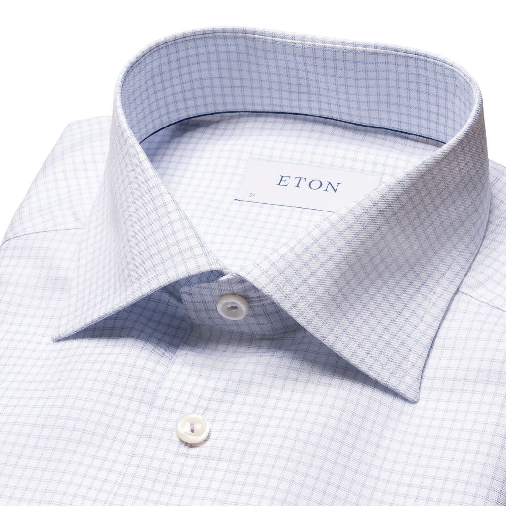 ETON Men's Check Cotton Tencel Dress Shirt - Slim Fit Single Cuff Business Casual Shirt in Light Purple | Perfect for Office, Weddings & Formal Events