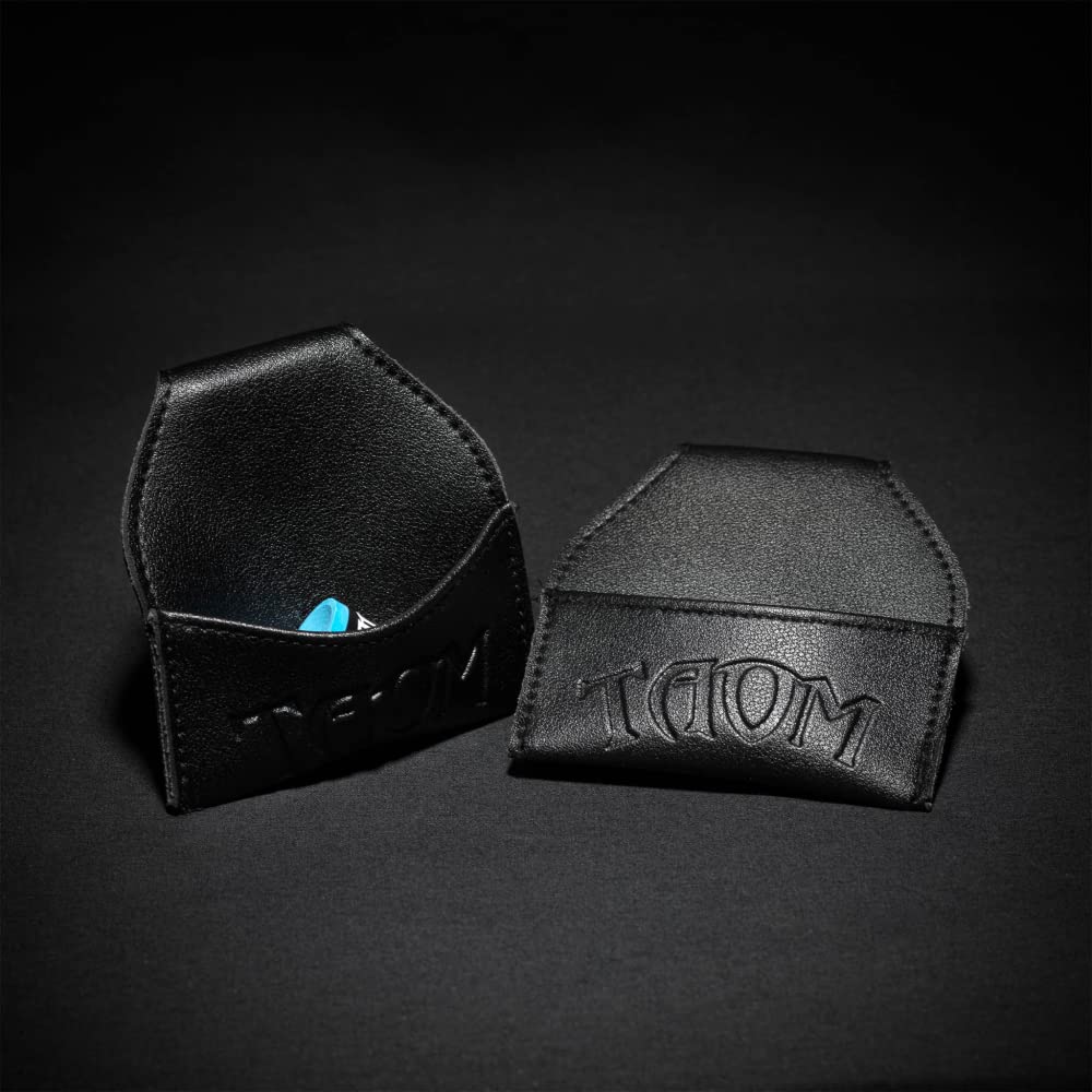 Taom Black Leather Chalk Bag for Rock Climbing - Embroidered Emblem Design | Perfect for Bouldering, Gym Training & Outdoor Sports Accessories