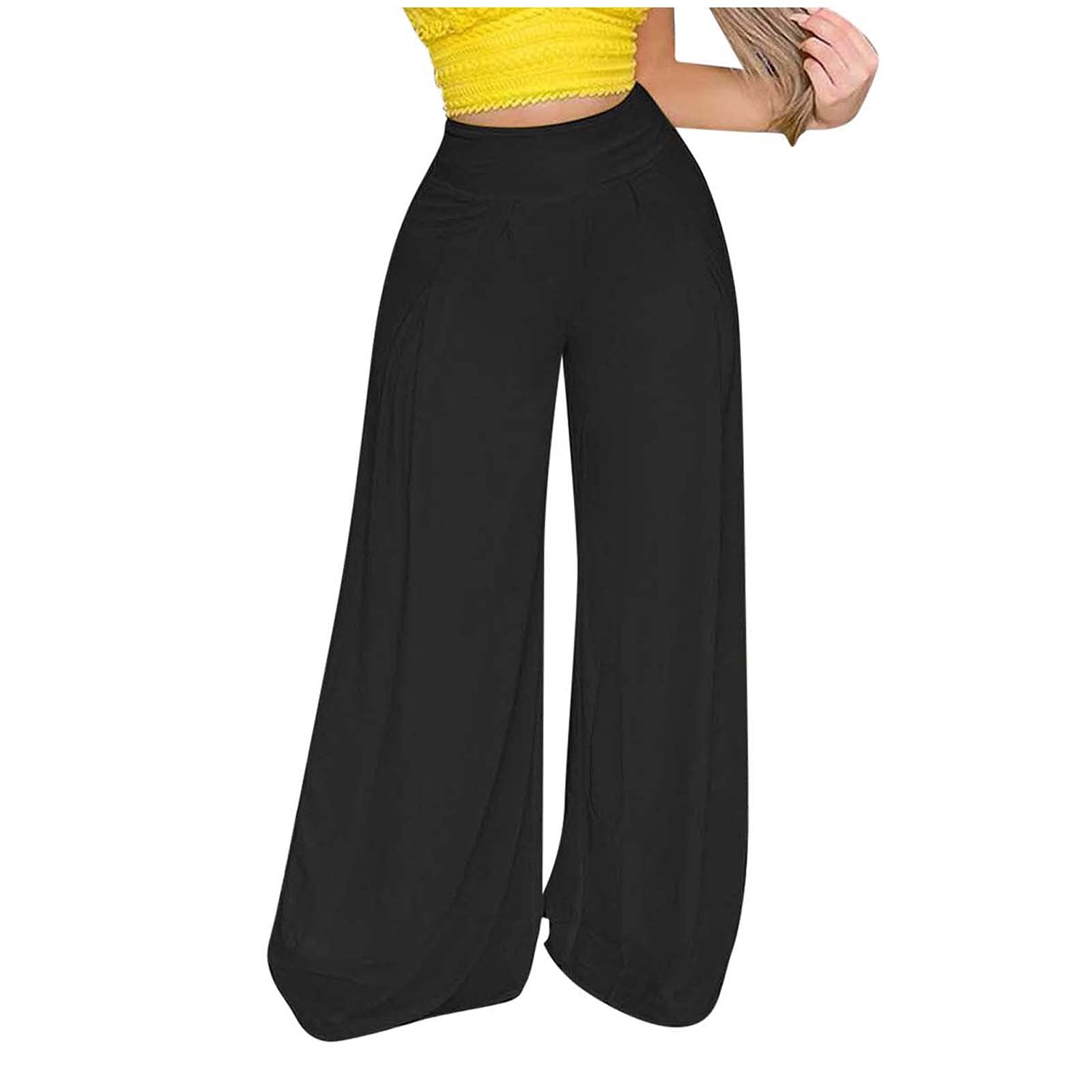 Stylish Women's Boho Casual Trousers with Pockets - Flowy Long Beach Pants for Summer, Travel & Relaxation - Fashionable Printed High Waist Pants for Outdoor Activities