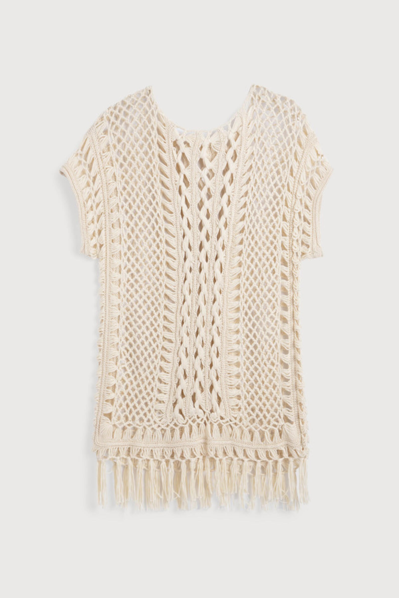 Bohemian Crochet Fringed Tunic Top for Women | Summer Beach Cover Up | Festival Outfit | Breezy Vacation Wear | Perfect for Beach, Pool, and Music Festivals