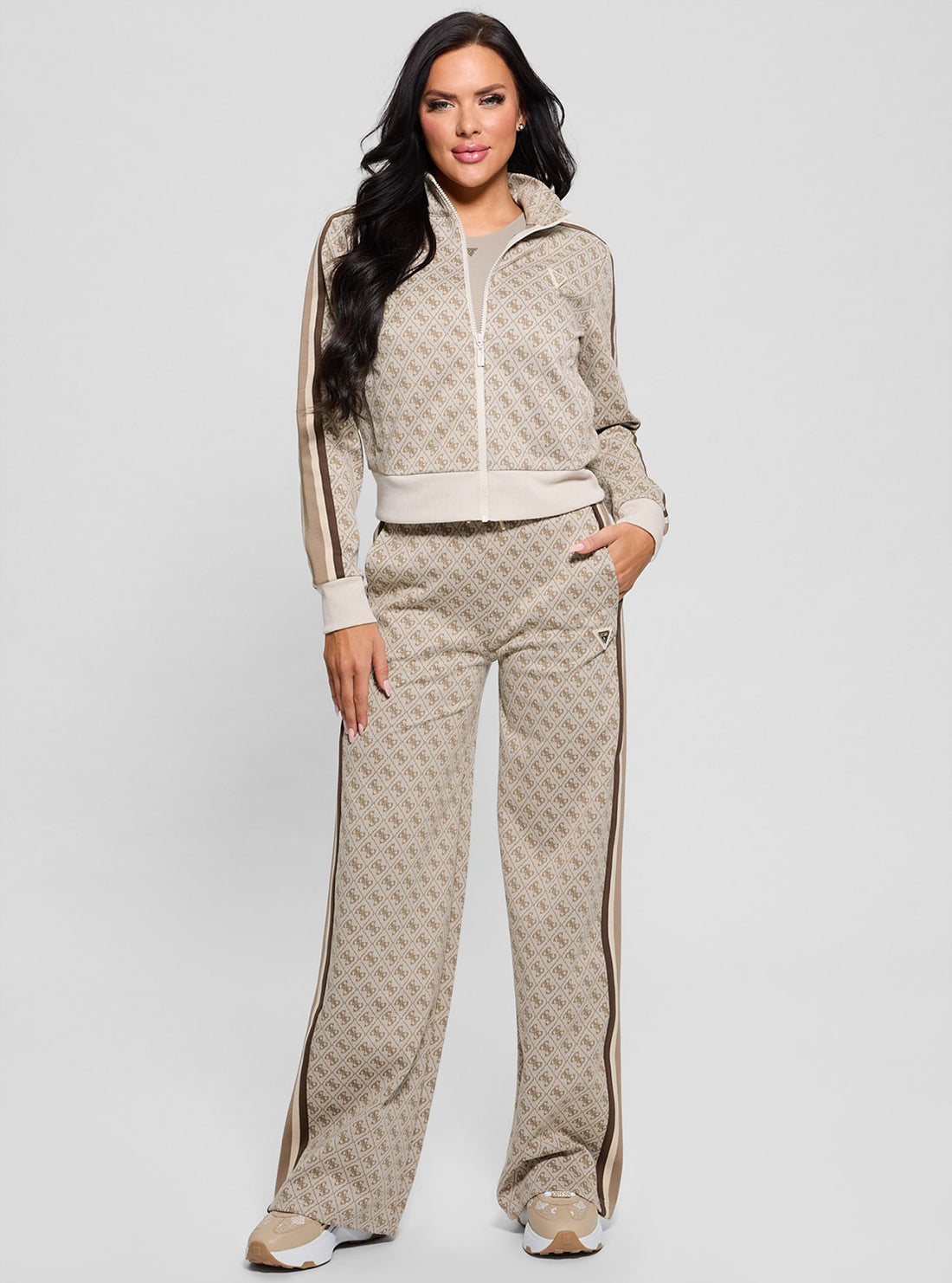Stylish Beige Logo Denim Pants for Women - High Waist Skinny Jeans with Embroidered Design | Perfect for Casual Wear, Office Outfits & Date Nights