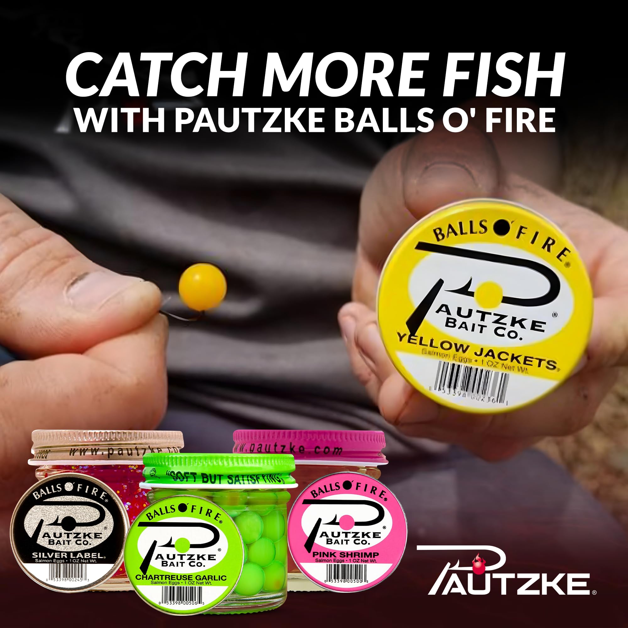 Pautzke Balls O' Fire Salmon Eggs Bait - Premium Real Salmon Eggs for Trout & Salmon Fishing, Soft Fish Eggs for Single Egg Bait or Egg Sacks - Ideal for Freshwater & Ice Fishing