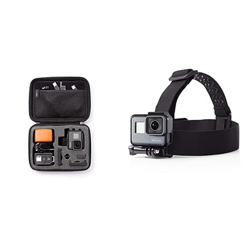 Amazon Basics Medium Waterproof Carry Case for GoPro Hero 11/10/9/8/7 - Protective Travel Storage Bag with Headband Mount - Perfect for Hiking, Cycling & Outdoor Adventures