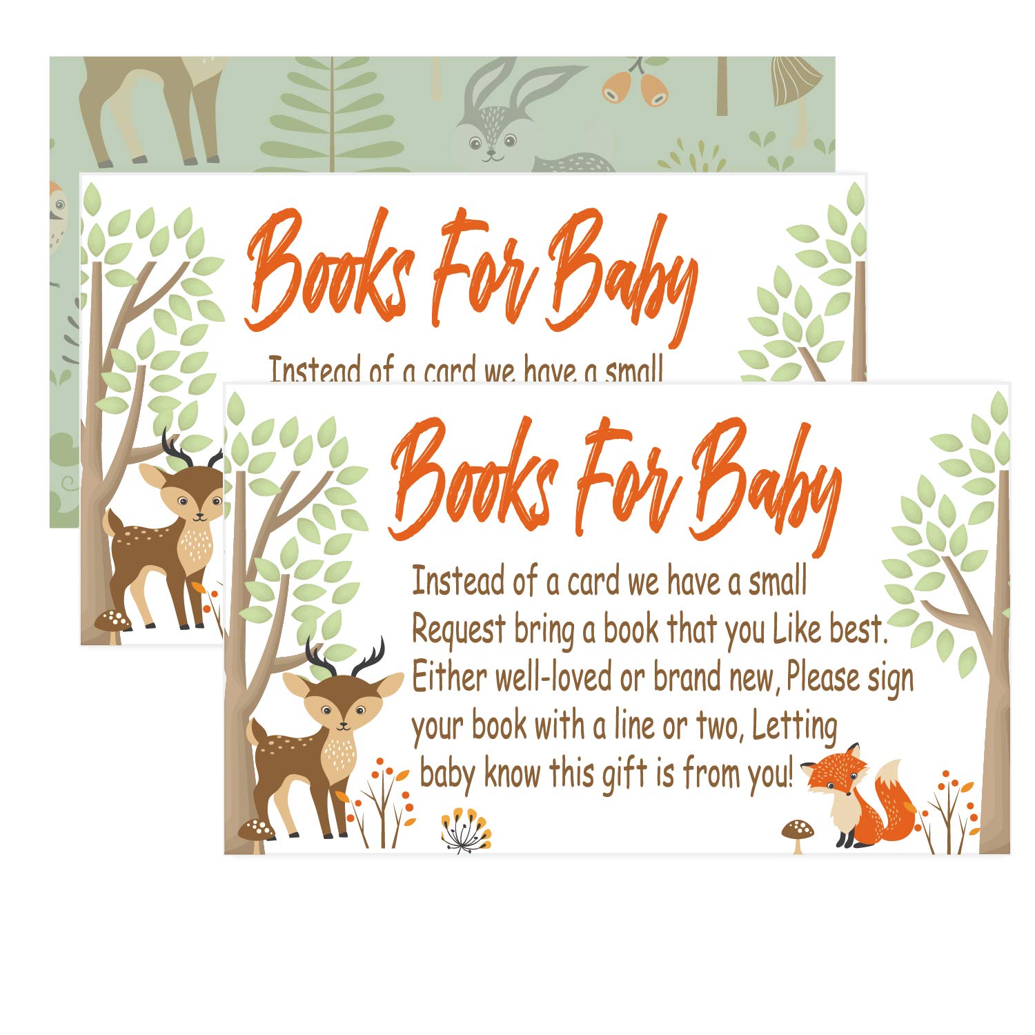 Woodland Creature Baby Shower Book Request Cards (50 Pack) - Perfect for Baby Shower Invitations, Gender Reveal Parties & Nursery Decor