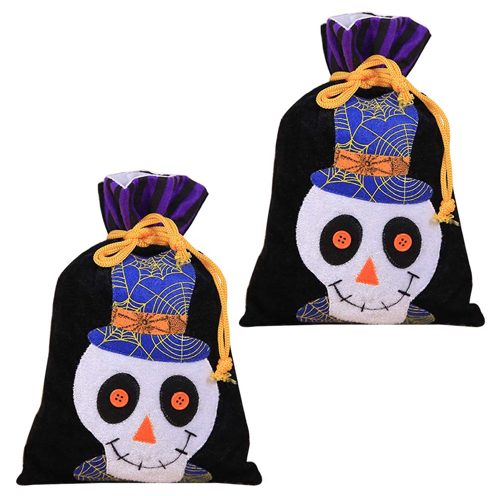 Amosfun Halloween Drawstring Candy Bags - Skull Pattern Party Favors for Kids, Toddlers & Children | Portable Candy Gift Pouch for Trick-or-Treating, Birthday Parties & Classroom Treats