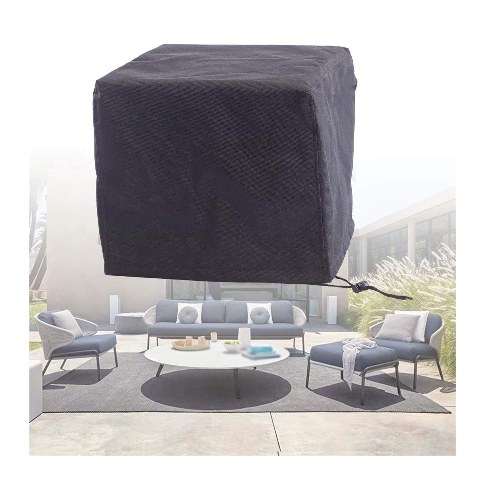 YJFENG Waterproof Rattan Furniture Covers - 600x300D Oxford Cloth Dust-Proof Covers for Patio Table & Chairs, Outdoor Garden Furniture Protection (200x160x70cm, Black) - Perfect for Backyard, Deck, and Poolside Use