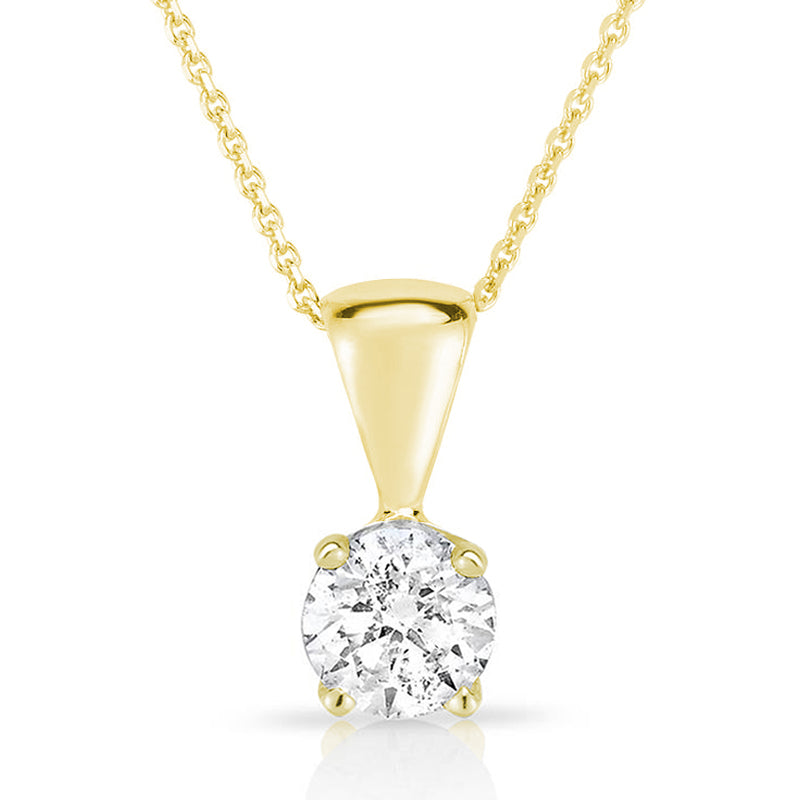 14K Yellow Gold Classic Diamond Solitaire Necklace for Women - Elegant Everyday Jewelry & Special Occasion Gift