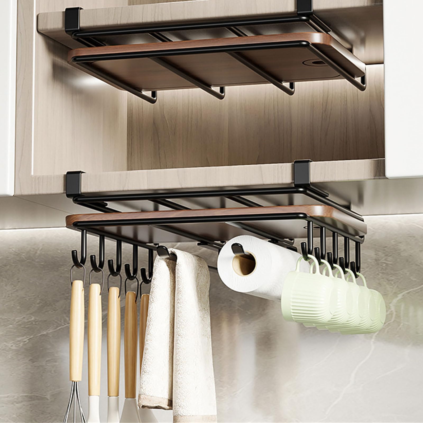HUANIZI Space-Saving Kitchen Utensil Organizer - Elegant Cabinet Storage Rack for Efficient Kitchen Organization | Perfect for Small Spaces and Home Cooks