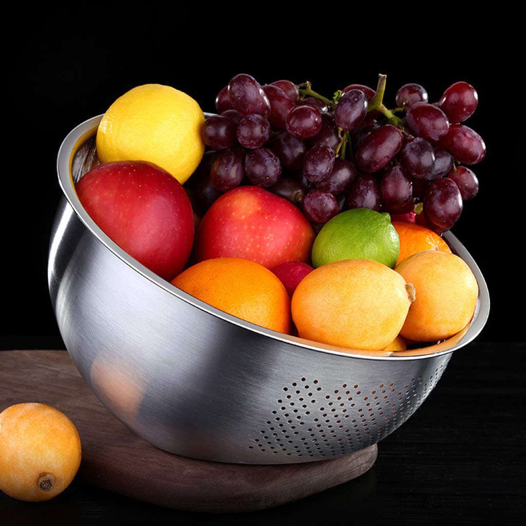 Premium Stainless Steel Rice Washing Bowl - 23cm Fine Mesh Colander for Quinoa, Veggies & Fruits - Durable Kitchen Strainer for Perfectly Cleaned Grains - Ideal for Meal Prep, Asian Cooking & Healthy Eating