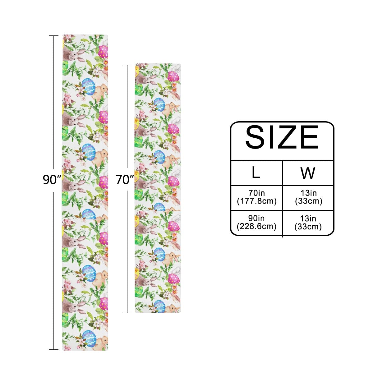 SUABO Happy Easter Eggs Bunny Rabbit Table Runner - Polyester Cotton Party Tablecloth for Easter Decorations, Spring Celebrations & Festive Events - Perfect for Dining Tables, Buffets, and Holiday Gatherings