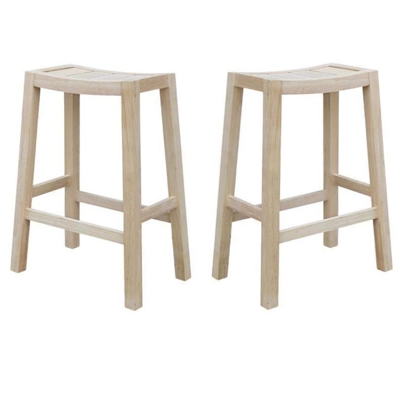 Home Square Furniture Ranch Stool Set of 2 - 30 Inch Bar Height Wooden Stool for Kitchen Island, Breakfast Nook & Pub - Rustic Farmhouse Style Counter Stools