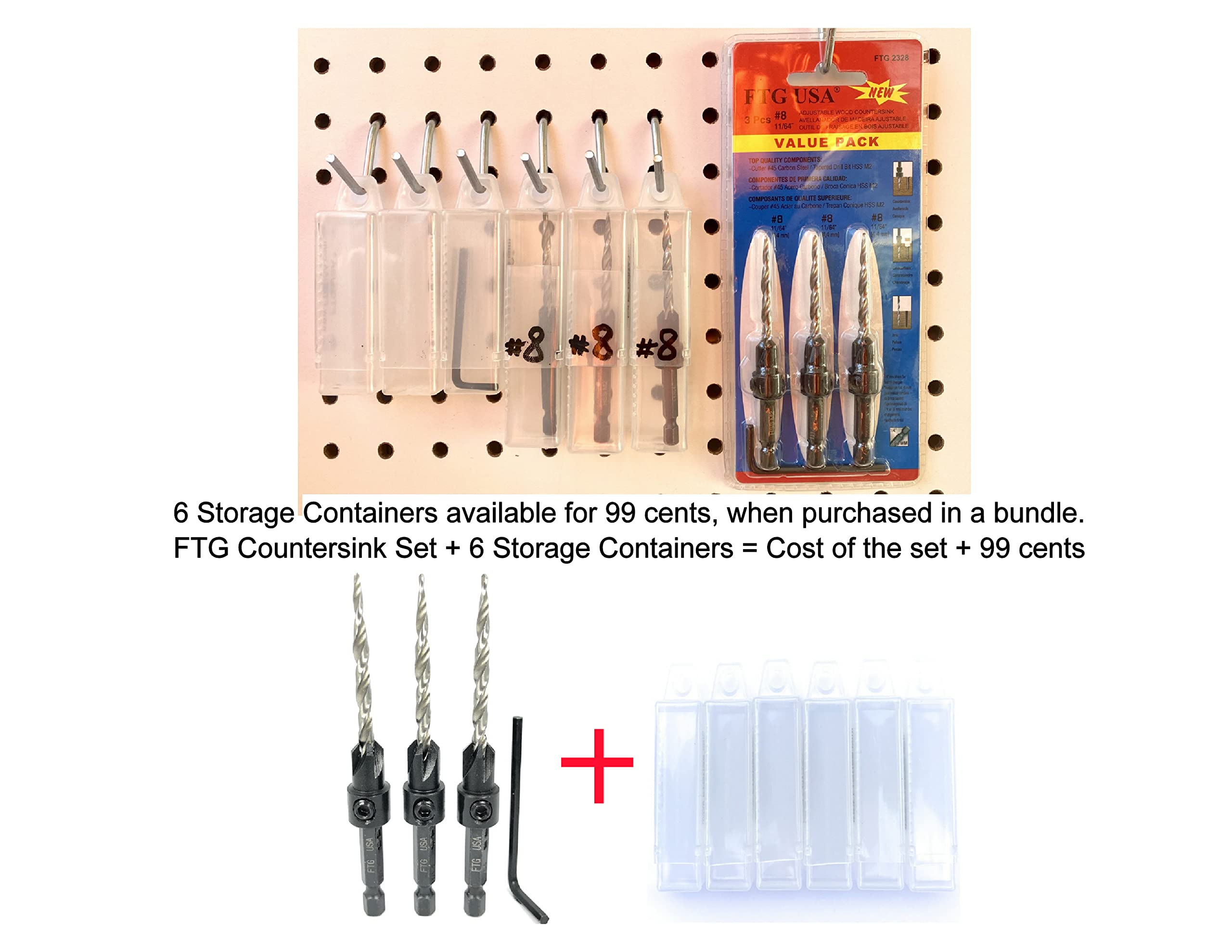 3-Piece Wood Countersink Drill Bit Set #8 (11/64