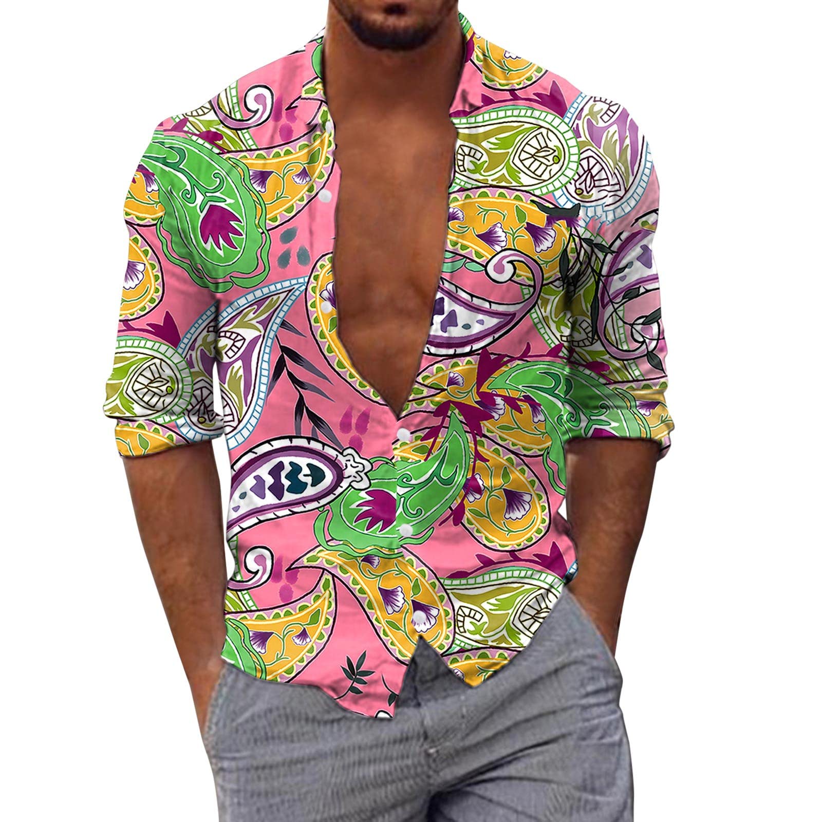 Men's Long Sleeve Casual Printed Shirt - Autumn Winter Fashion Top Blouse for Work, Dating & Outdoor Activities