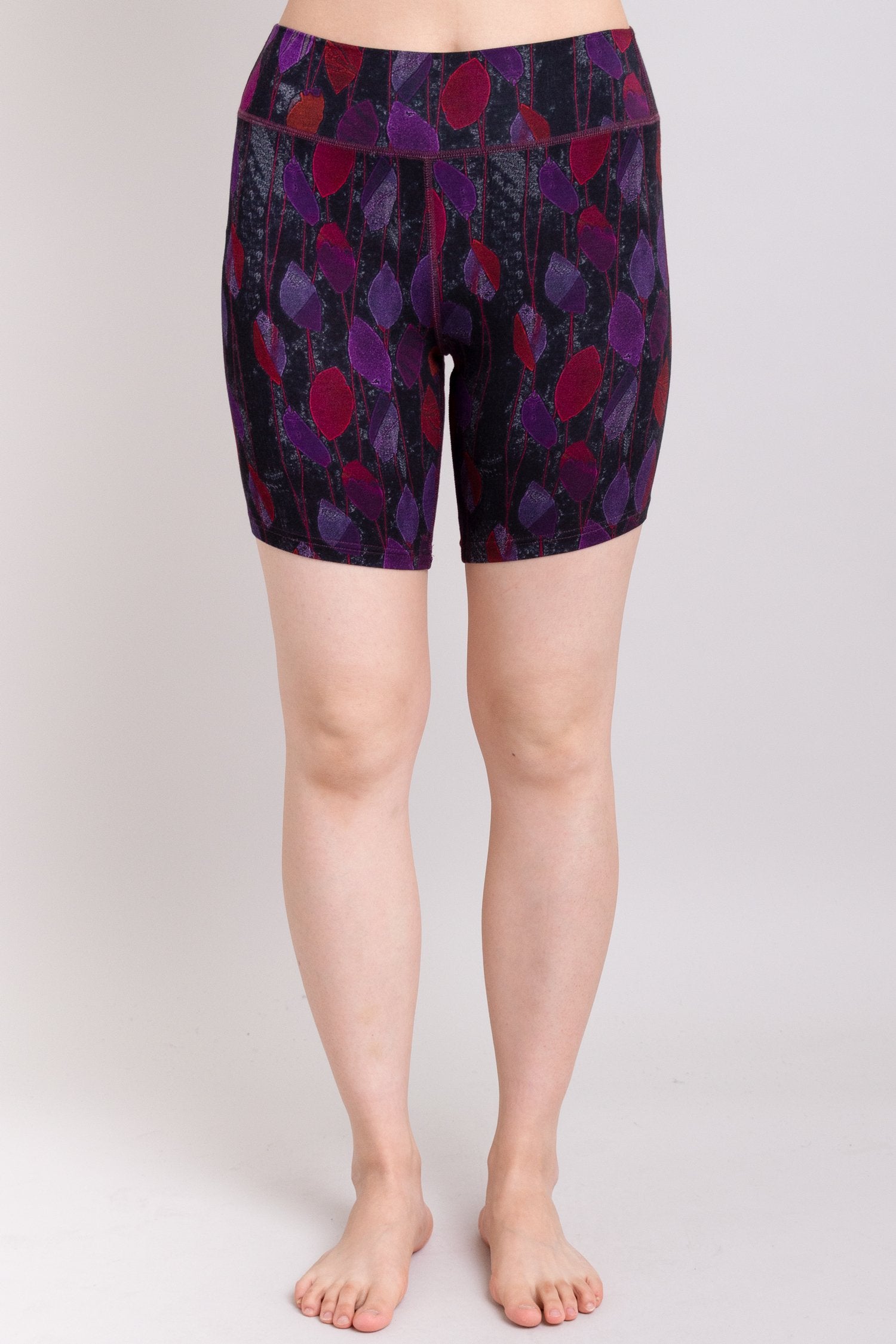 Hallie Women's Shorts - Orchid Leaf Print, Soft Bamboo Fabric - Perfect for Yoga, Running & Summer Outfits