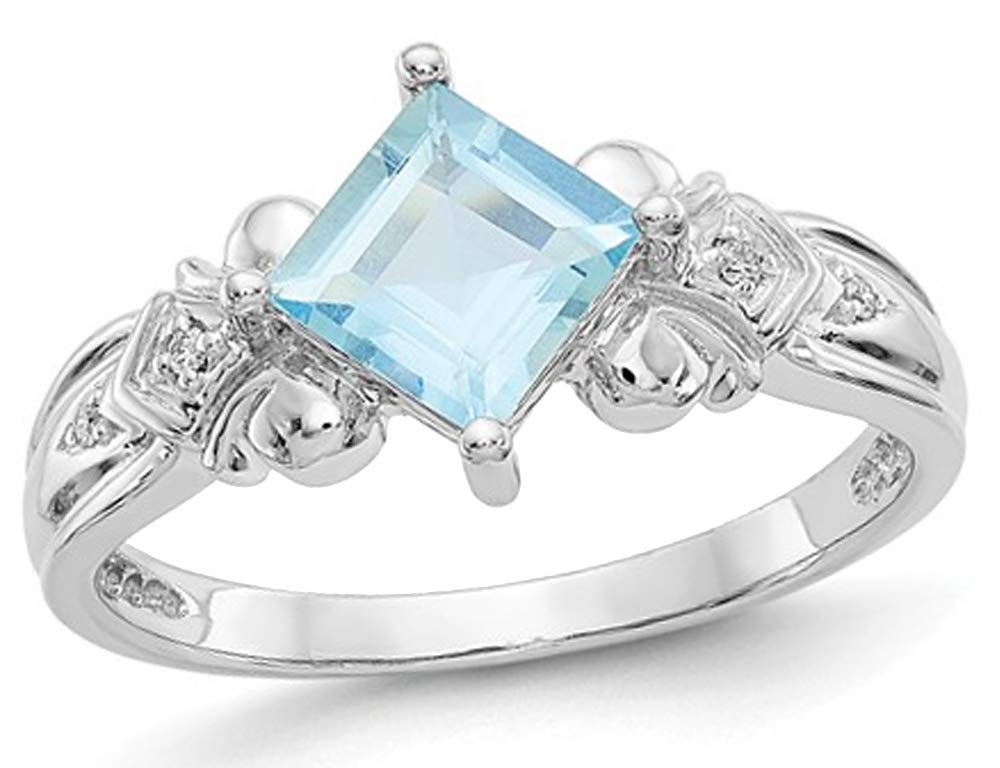 1.00ctw Natural Aquamarine Ring in 10K White Gold for Wedding & Gift