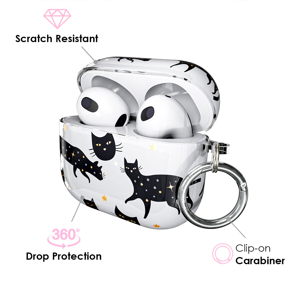 Black Cat AirPods Case - Cute Protective Cover for AirPods 1/2/3 & Pro - Shockproof & Scratch-Resistant - Perfect Gift for Cat Lovers (Use at Home, Office, Gym & Travel)