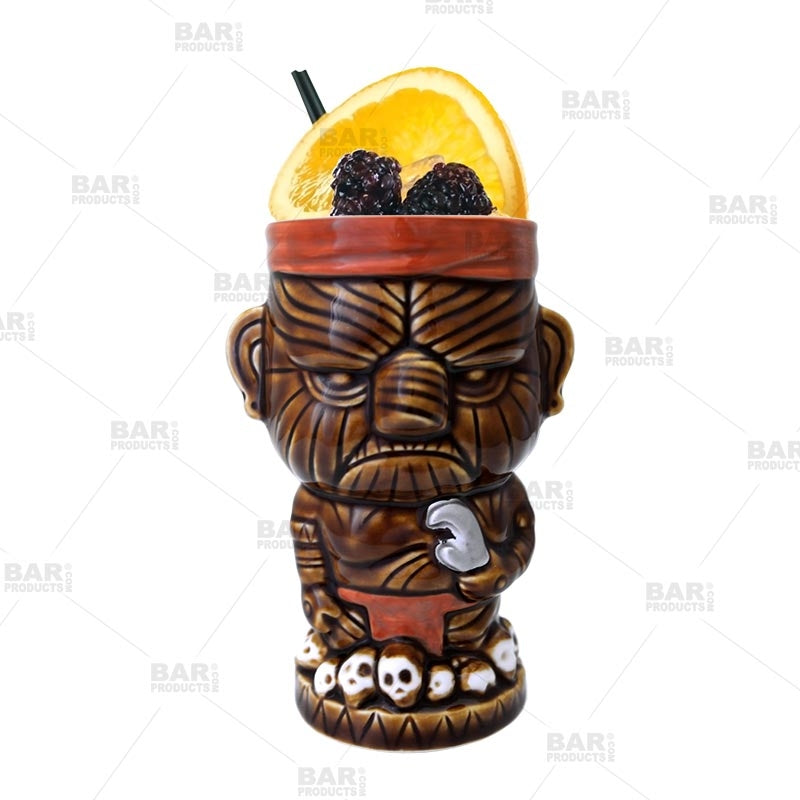 BarConic® Head Hunter Tiki Mug - 13.5 oz Ceramic Tropical Drinkware for Cocktails, Beer & Party Decor - Perfect for Luau, Themed Parties & Home Bar Display